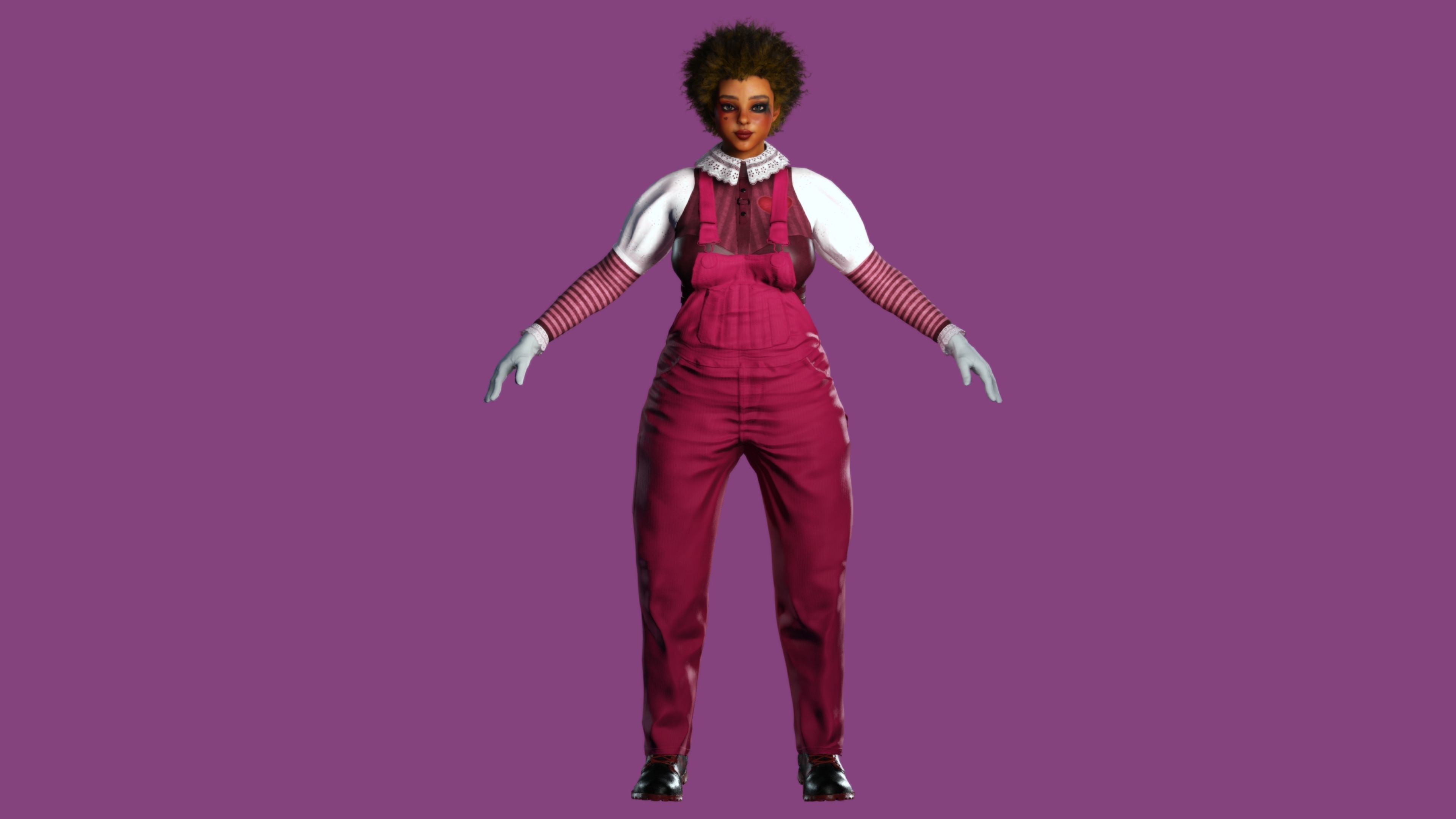 AAA 3D REALISTIC CHARACTER - FEMALE CLOWN COSPLAY Low-poly 3D model_15