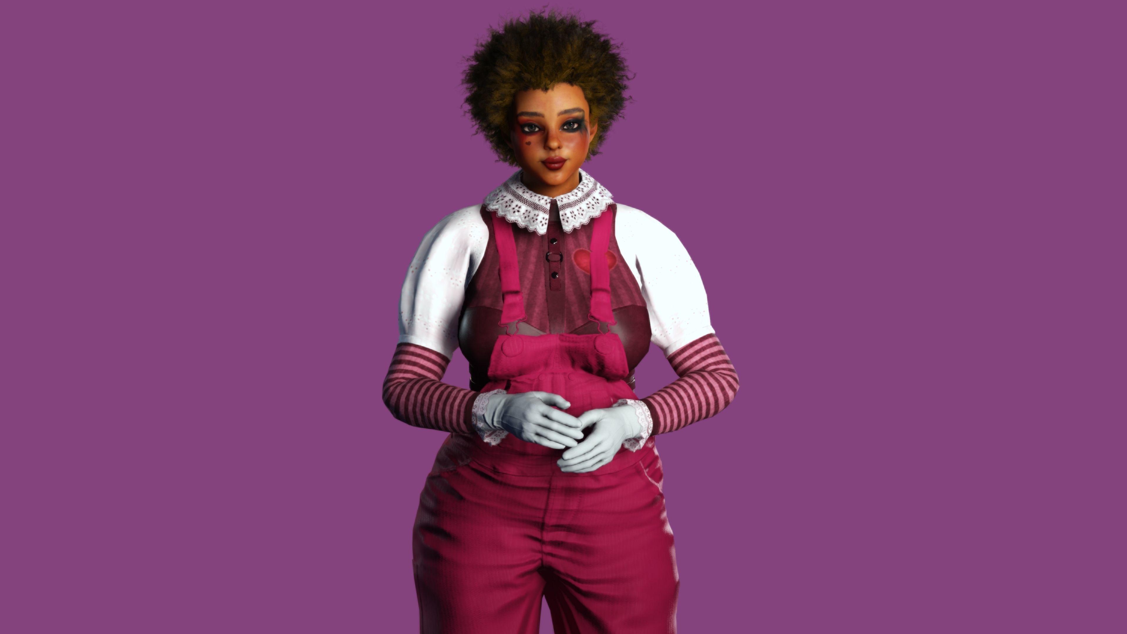 AAA 3D REALISTIC CHARACTER - FEMALE CLOWN COSPLAY Low-poly 3D model_4