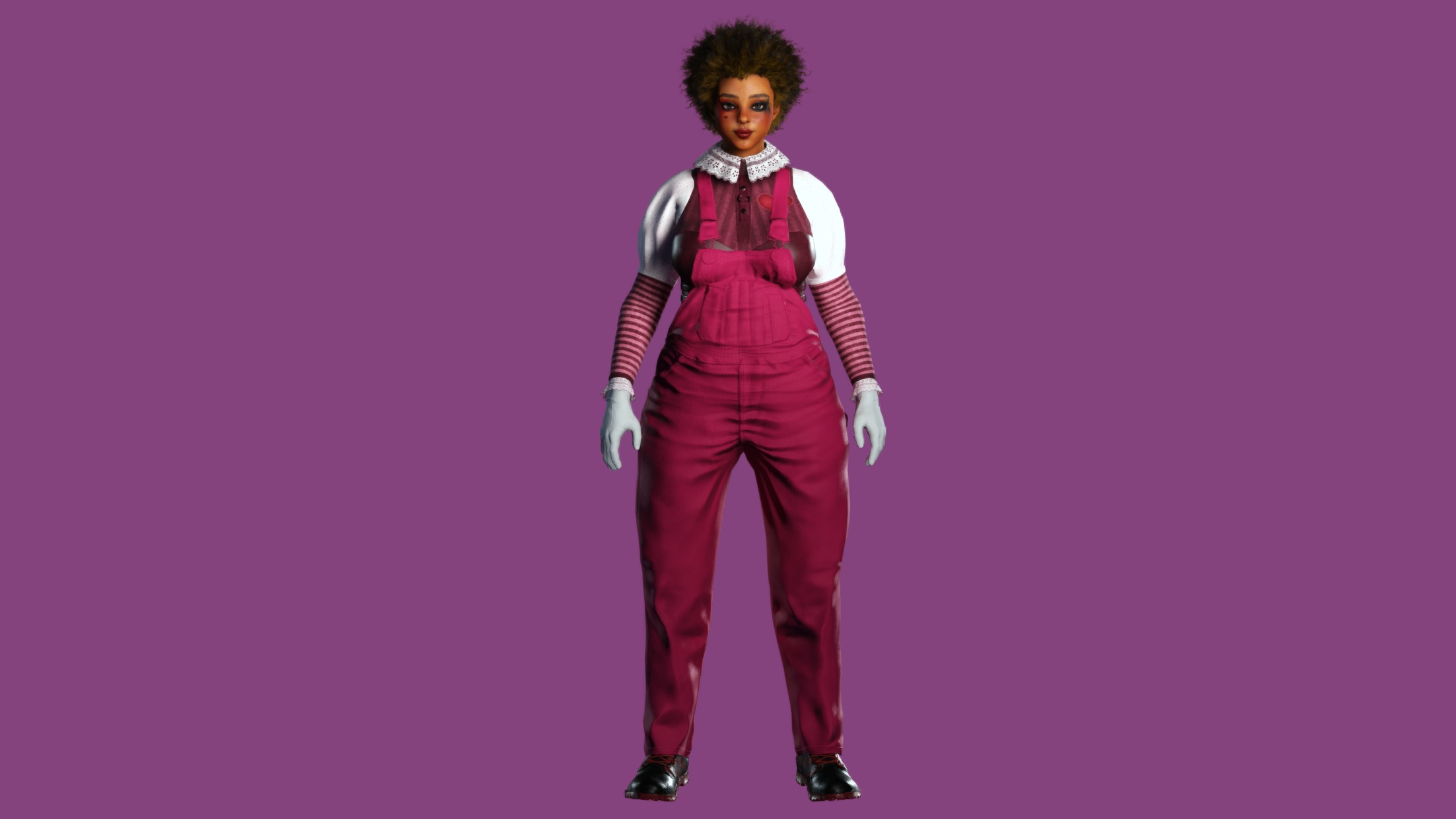 AAA 3D REALISTIC CHARACTER - FEMALE CLOWN COSPLAY Low-poly 3D model_13