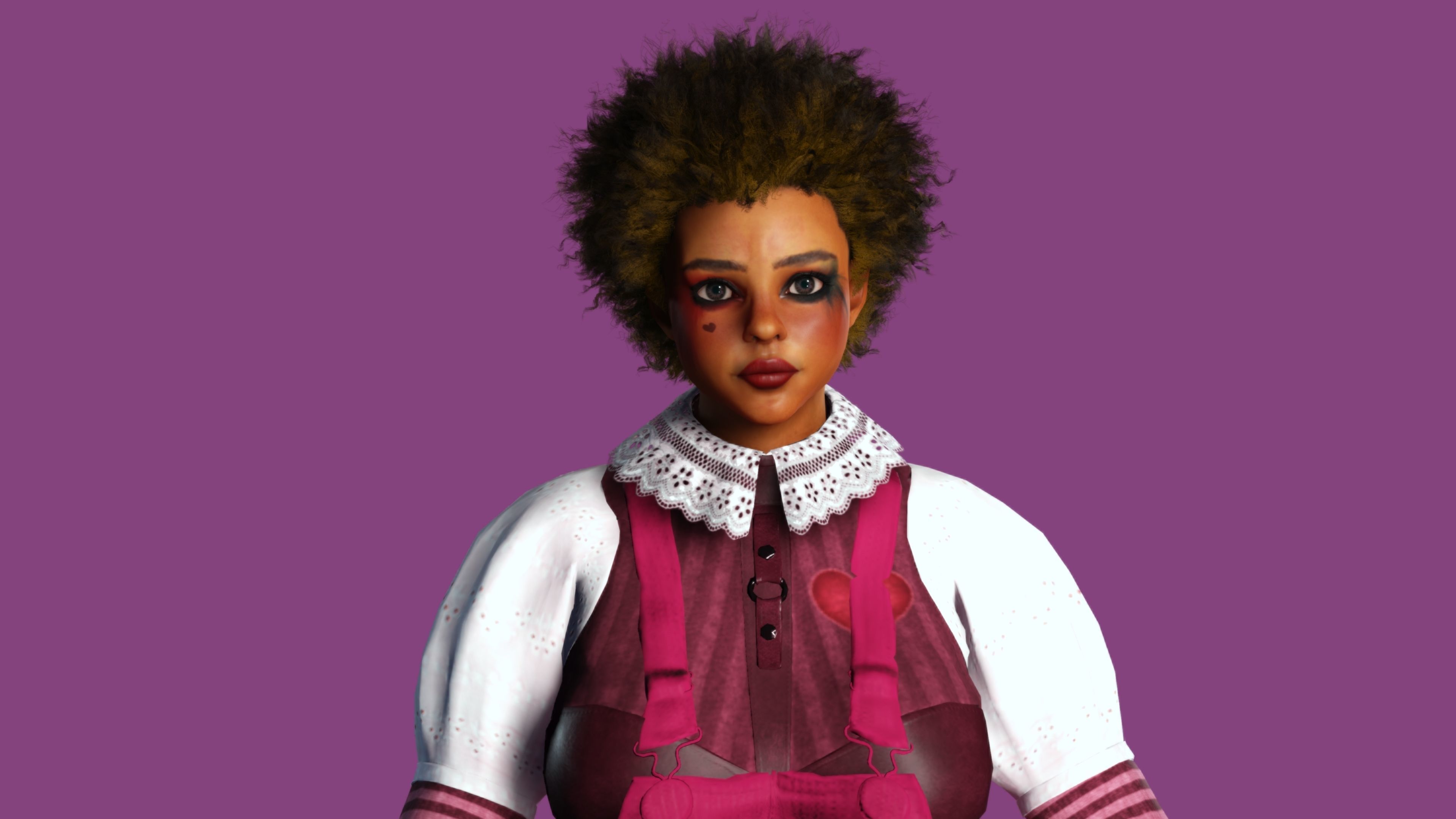 AAA 3D REALISTIC CHARACTER - FEMALE CLOWN COSPLAY Low-poly 3D model_9