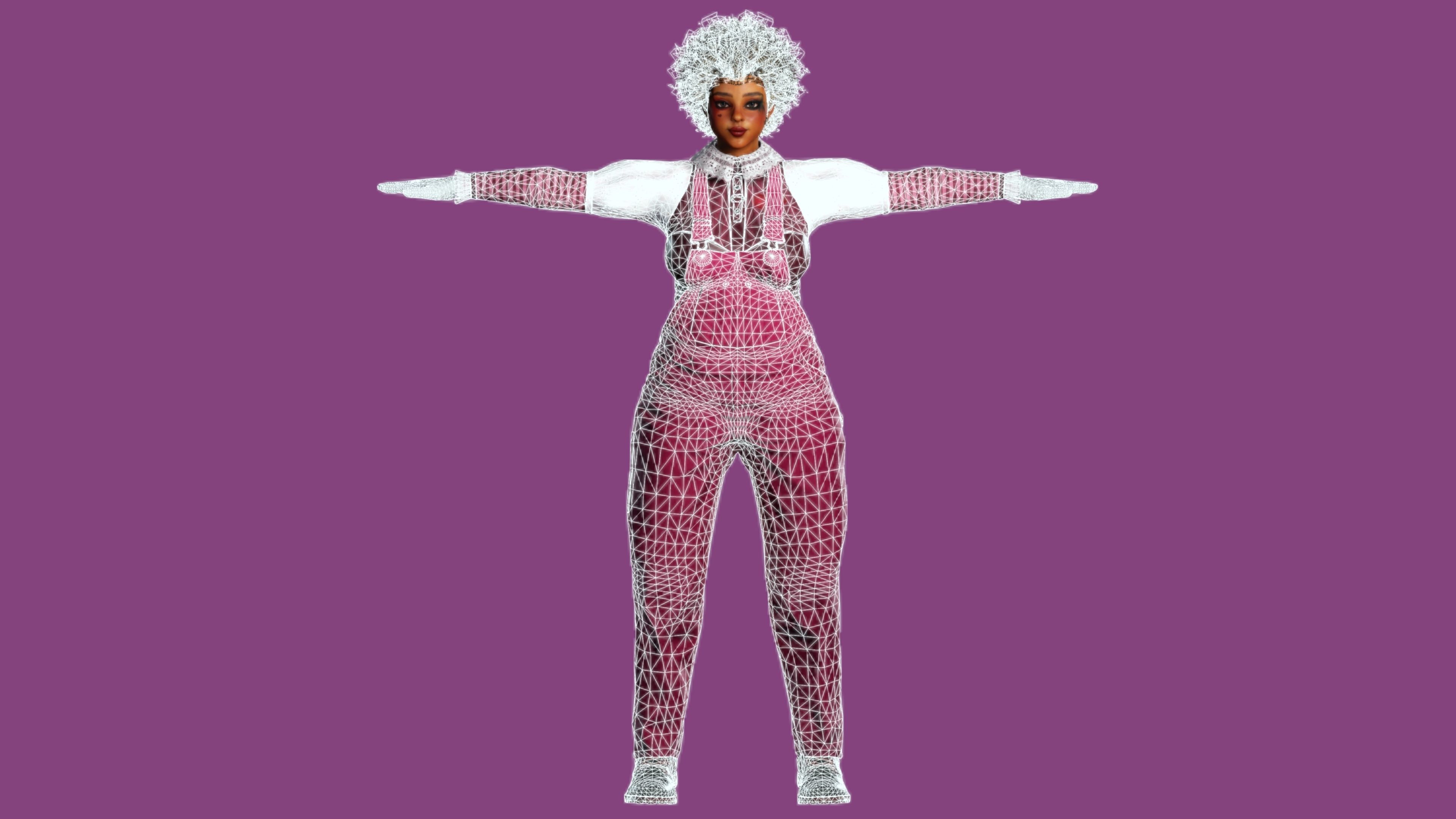 AAA 3D REALISTIC CHARACTER - FEMALE CLOWN COSPLAY Low-poly 3D model_16