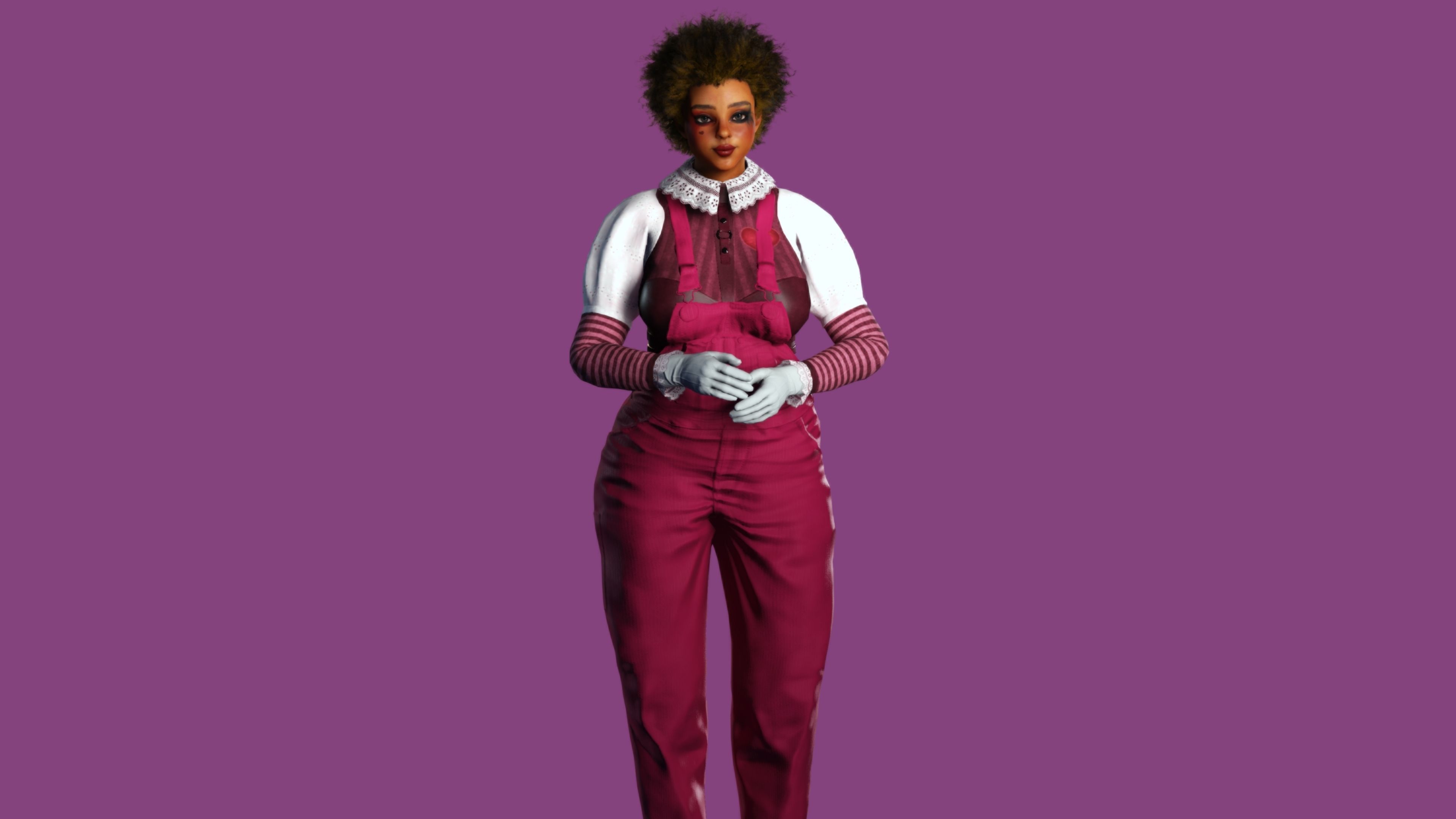 AAA 3D REALISTIC CHARACTER - FEMALE CLOWN COSPLAY Low-poly 3D model_2