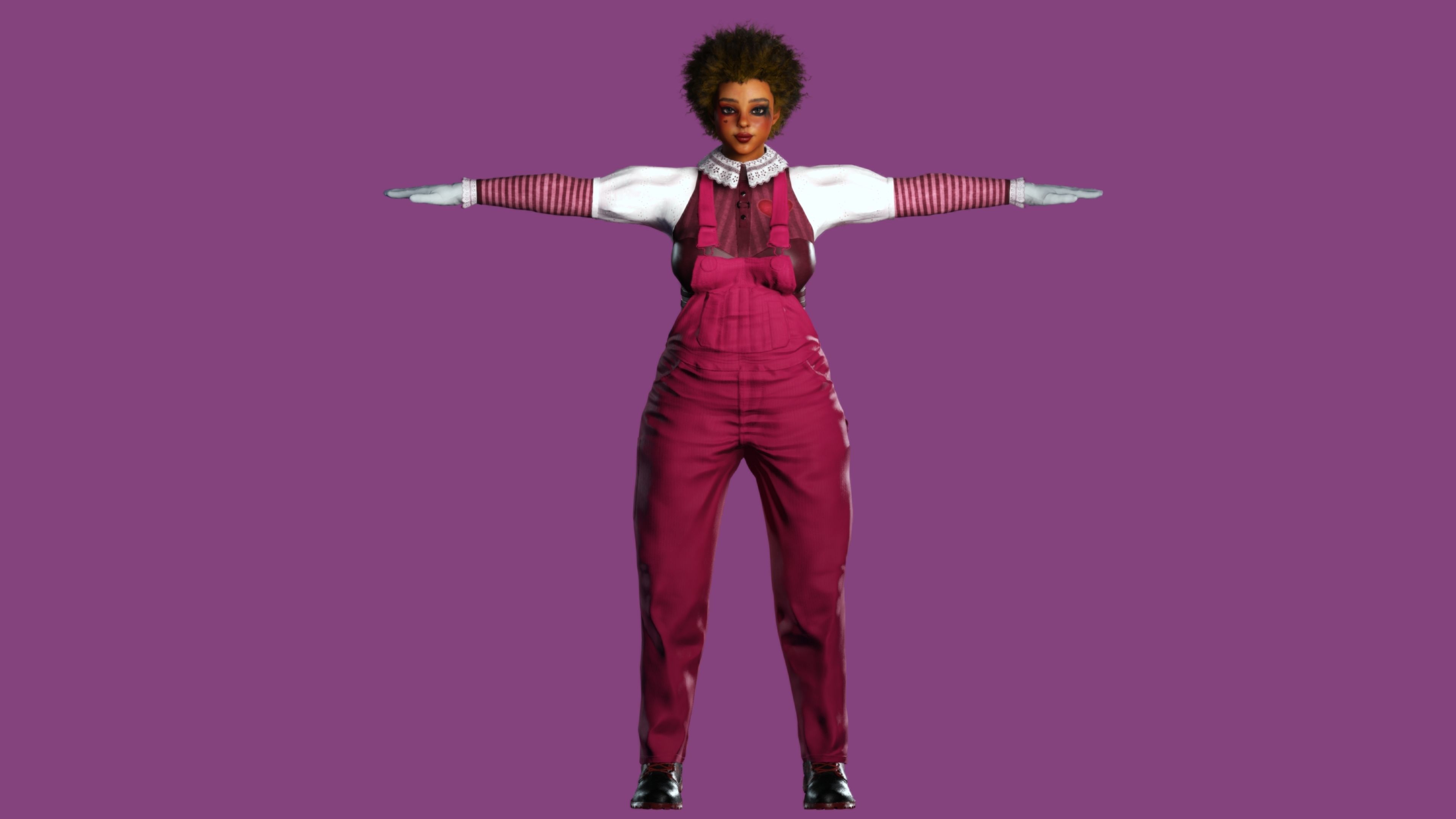 AAA 3D REALISTIC CHARACTER - FEMALE CLOWN COSPLAY Low-poly 3D model_14