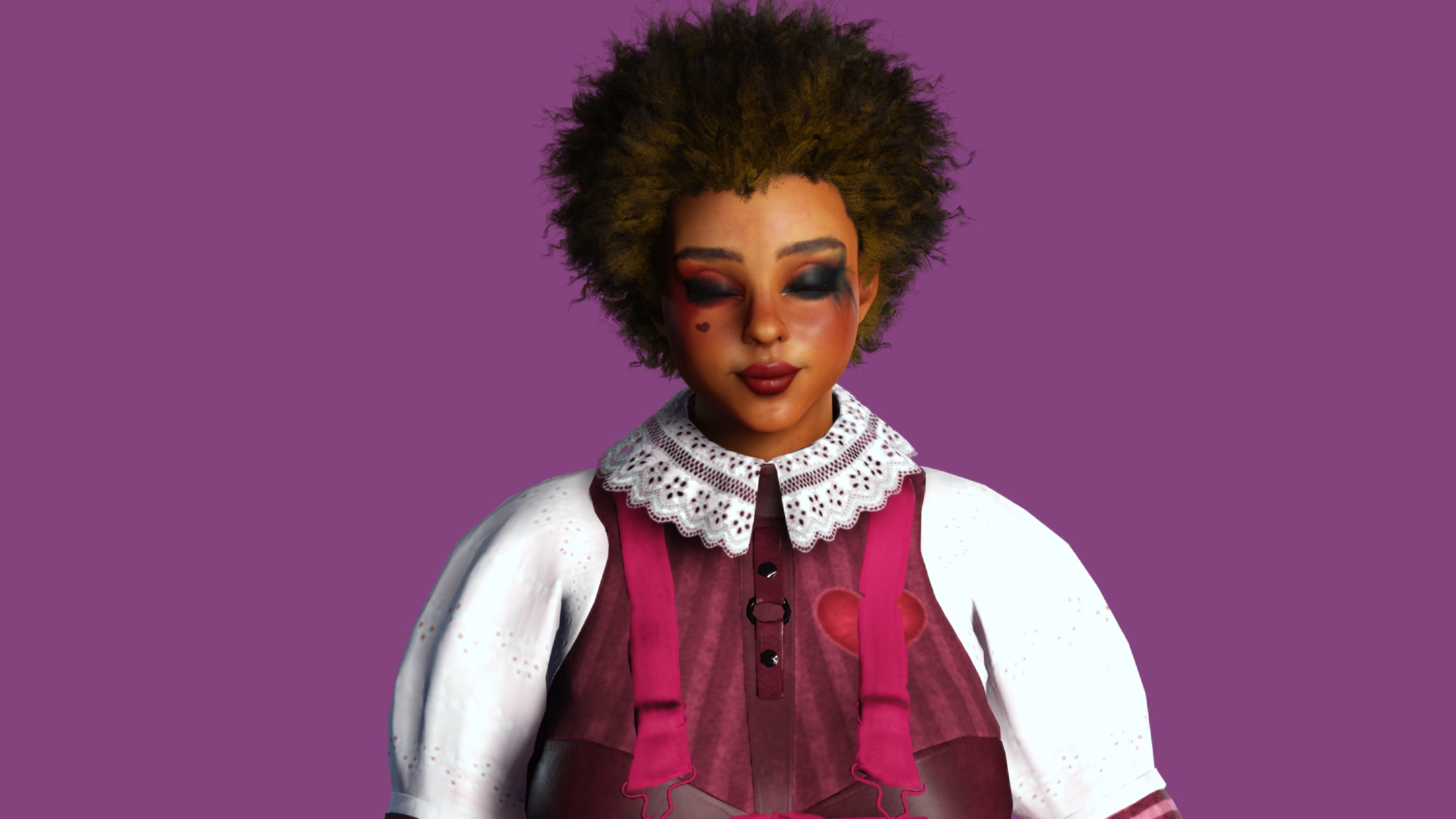 AAA 3D REALISTIC CHARACTER - FEMALE CLOWN COSPLAY Low-poly 3D model_7