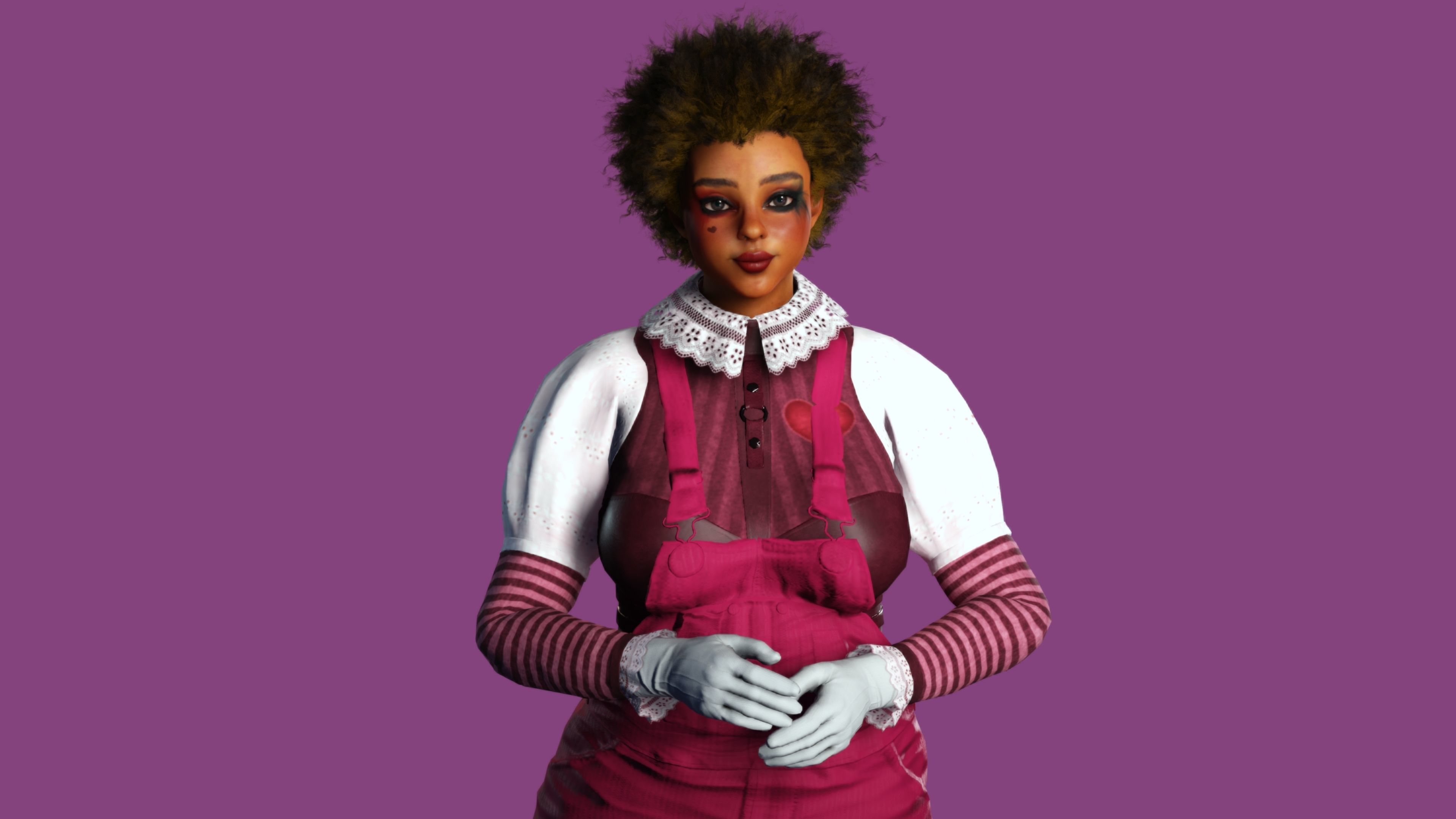 AAA 3D REALISTIC CHARACTER - FEMALE CLOWN COSPLAY Low-poly 3D model_5