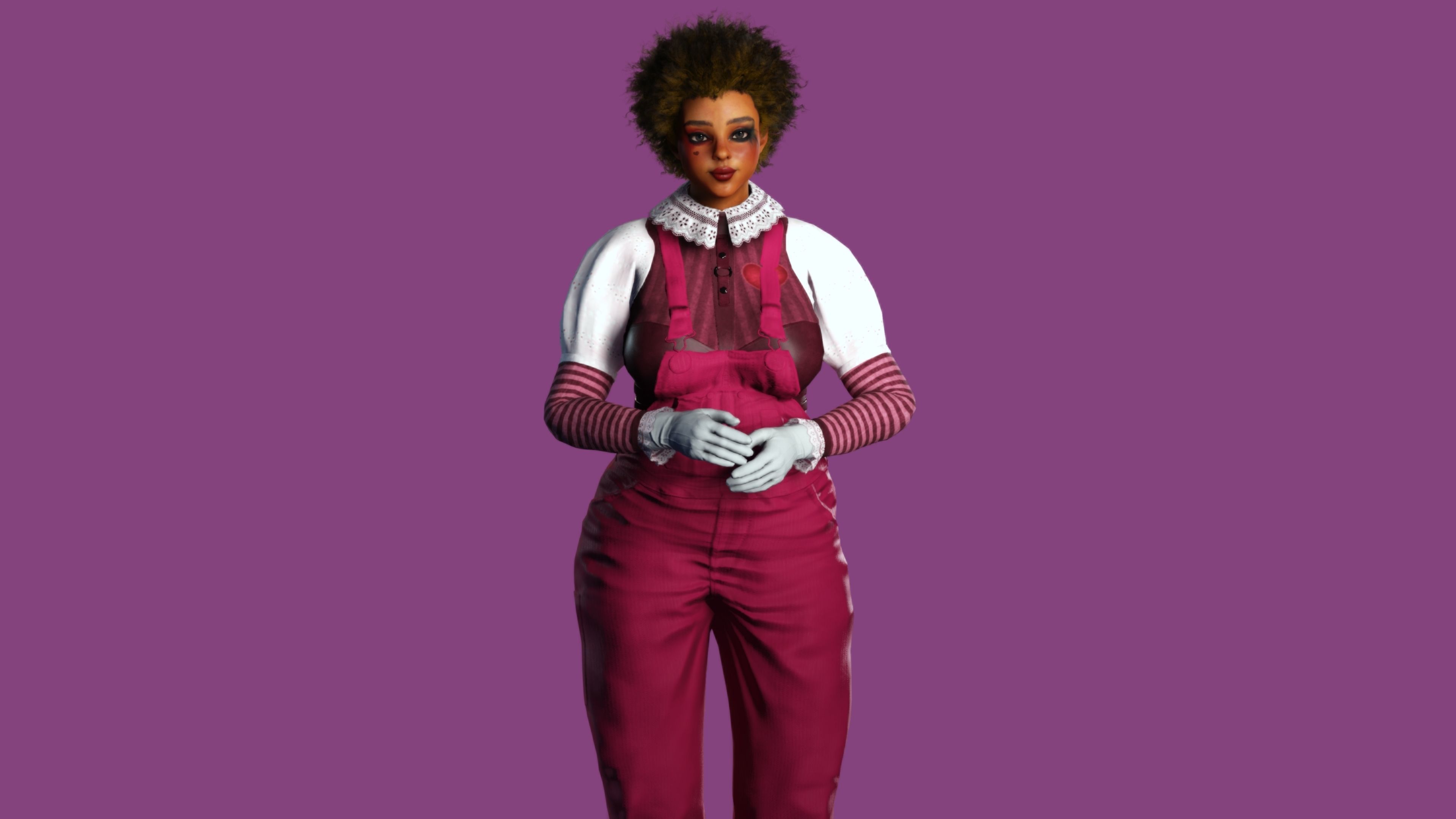 AAA 3D REALISTIC CHARACTER - FEMALE CLOWN COSPLAY Low-poly 3D model_3