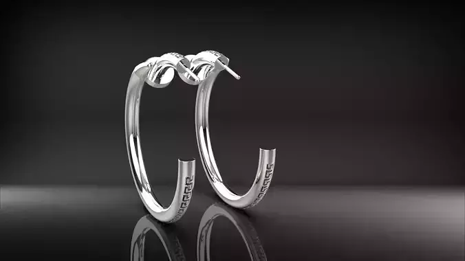 Round Hoop Earrings with greek pattern
