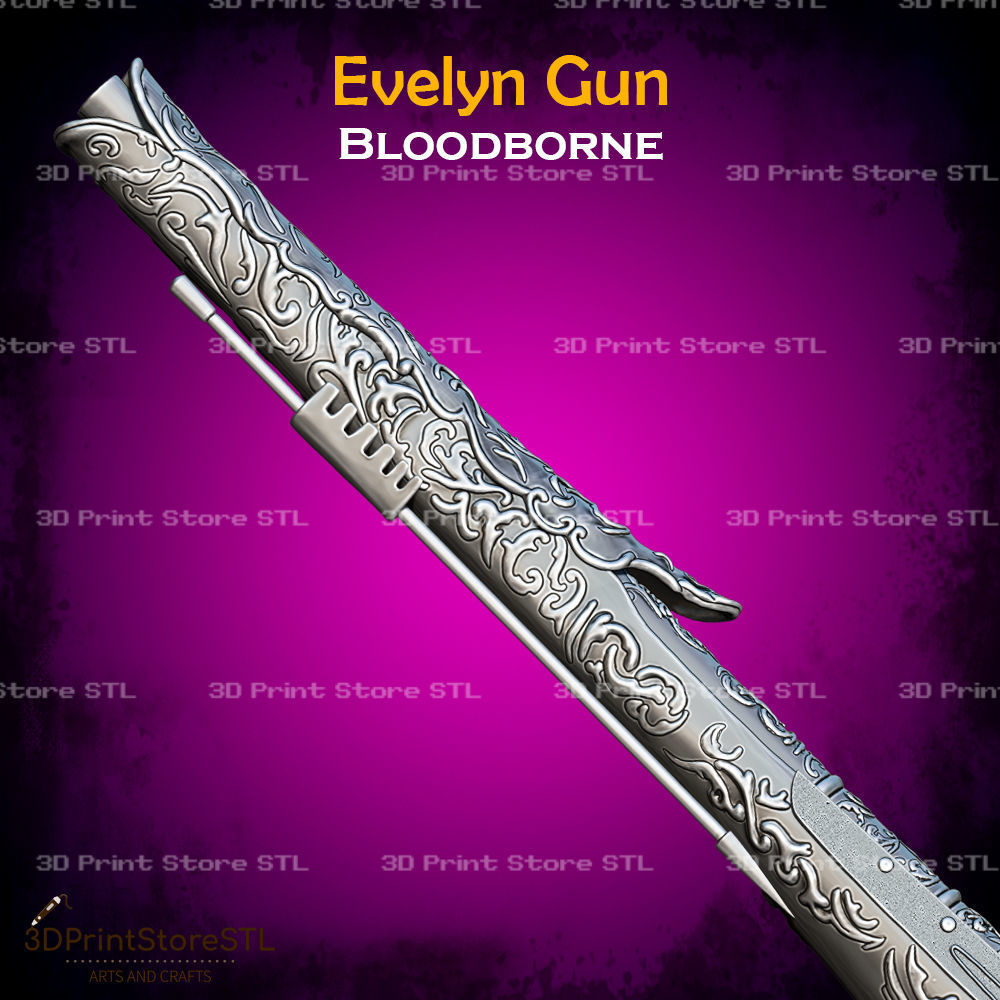 Evelyn Gun Cosplay Bloodborne - STL File 3D print model_3
