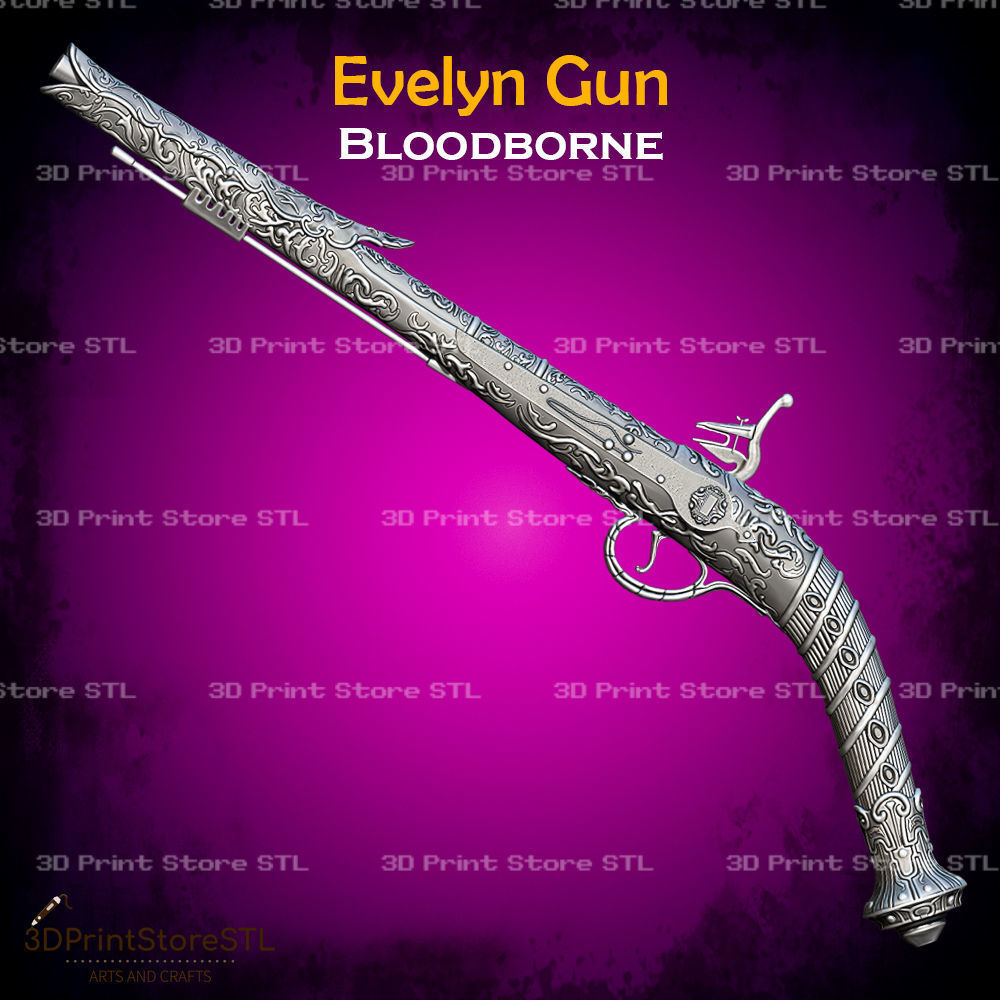 Evelyn Gun Cosplay Bloodborne - STL File 3D print model_1