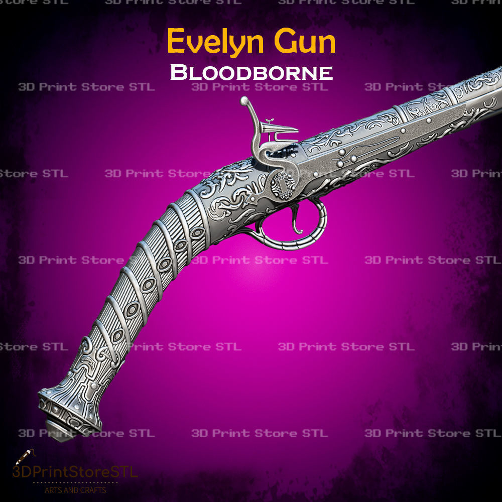 Evelyn Gun Cosplay Bloodborne - STL File 3D print model_2