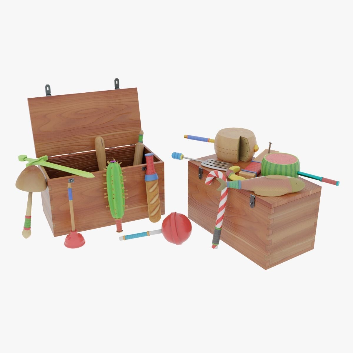 Ridiculous Weapons Pack Game Assets Low-poly 3D model_6