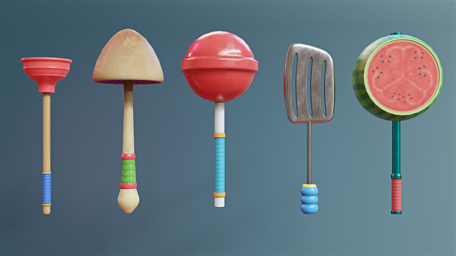 Ridiculous Weapons Pack Game Assets Low-poly 3D model_3