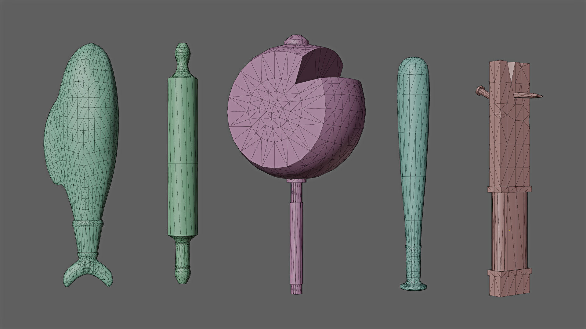 Ridiculous Weapons Pack Game Assets Low-poly 3D model_8