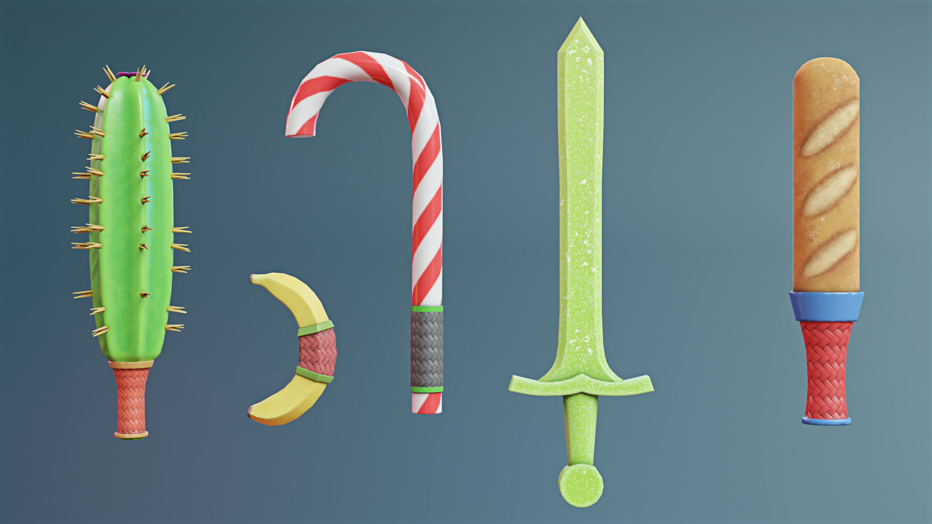 Ridiculous Weapons Pack Game Assets Low-poly 3D model_1