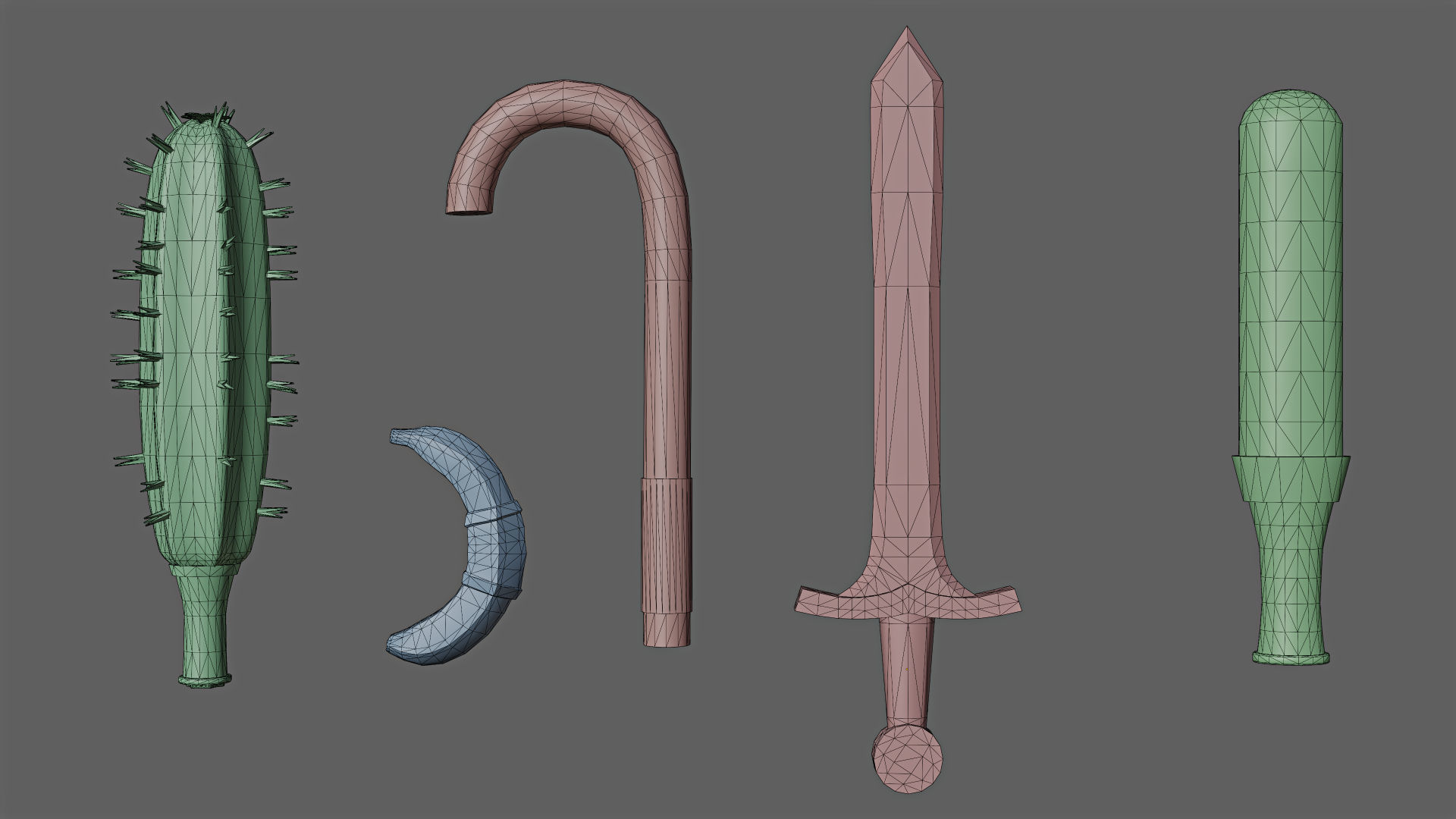 Ridiculous Weapons Pack Game Assets Low-poly 3D model_7
