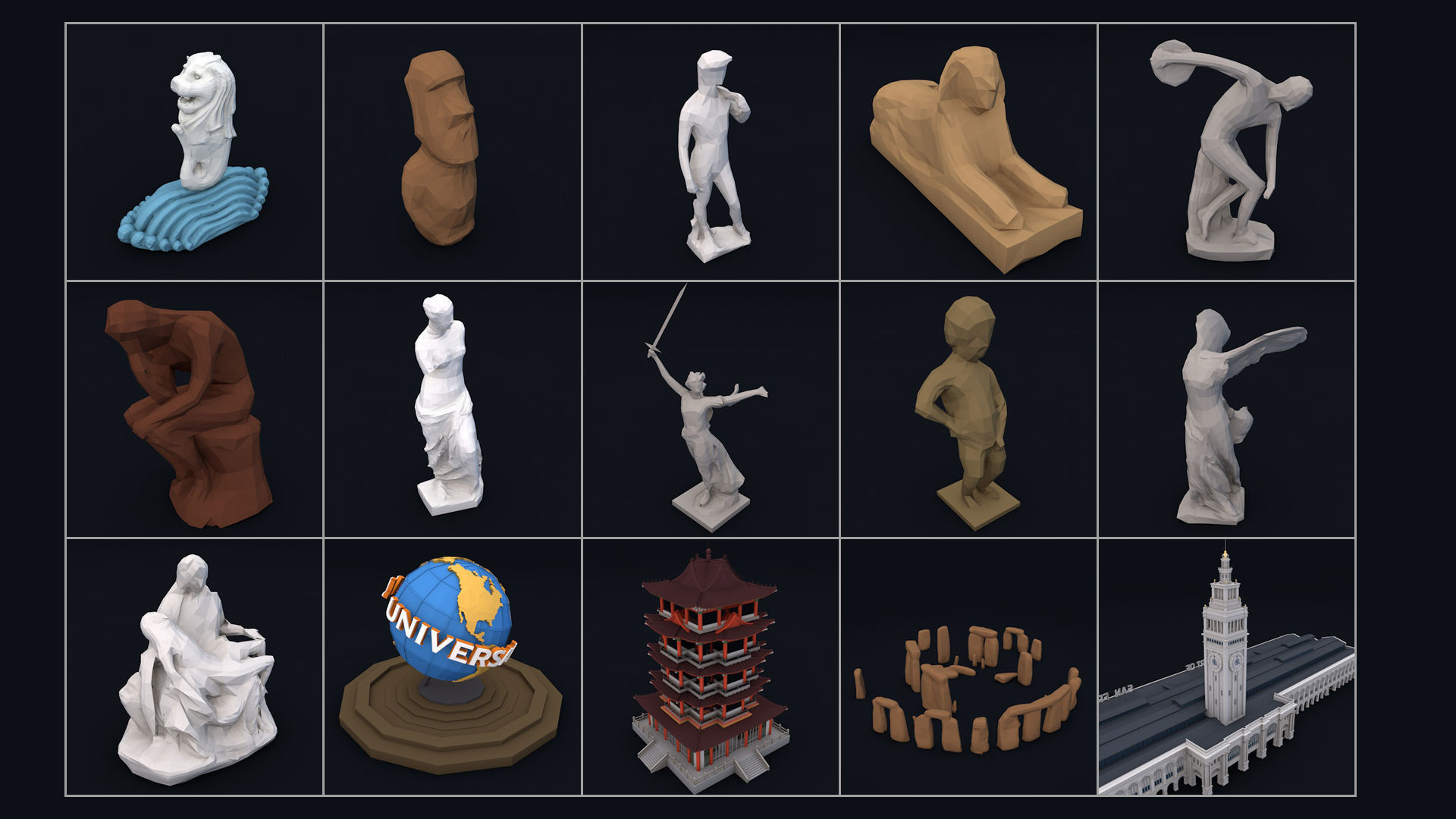 World Landmarks Monument  Mega Pack Collection Low-poly 3D model_3