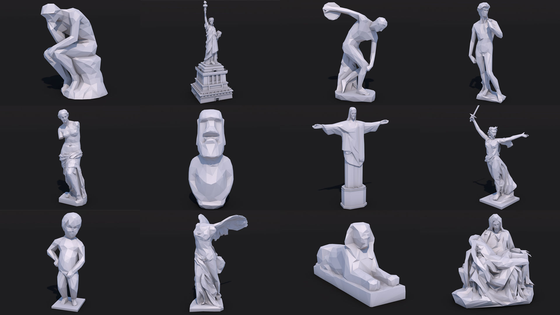World Landmarks Monument  Mega Pack Collection Low-poly 3D model_7