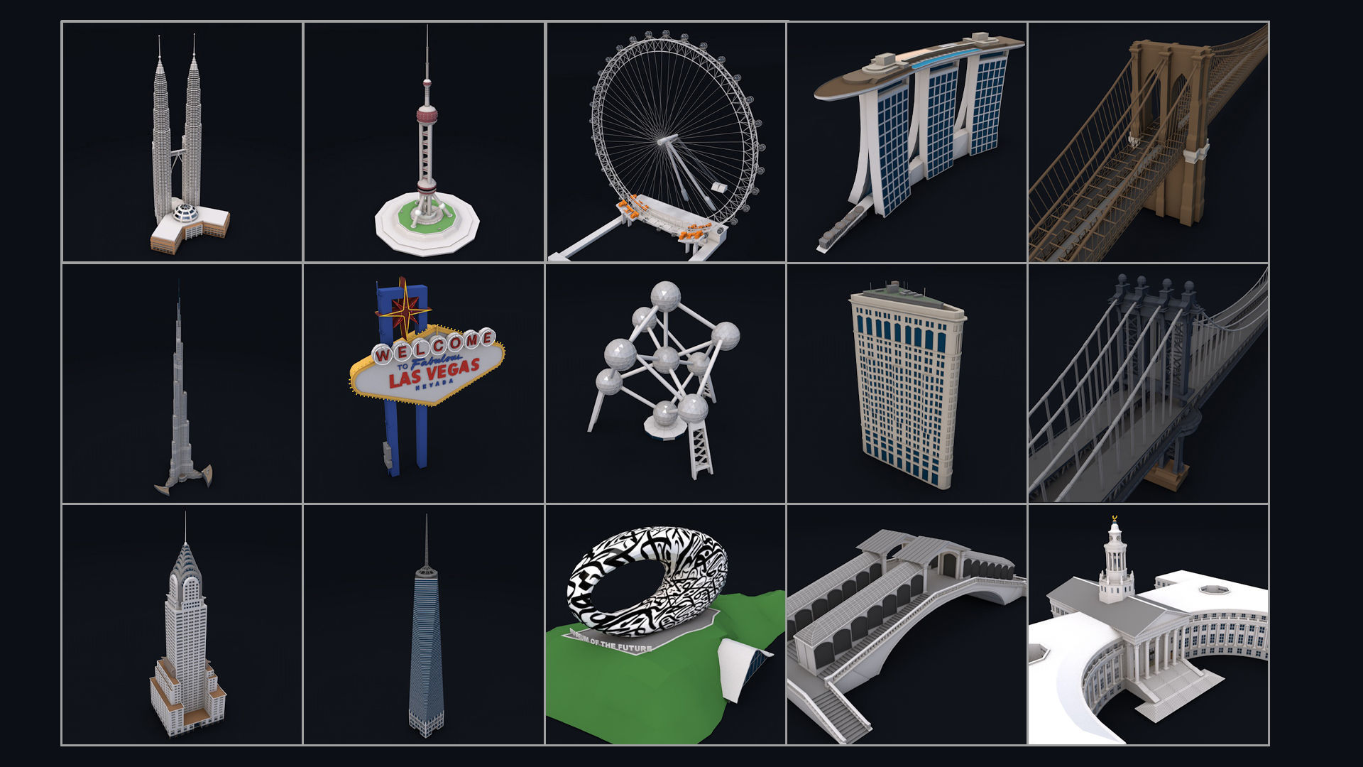 World Landmarks Monument  Mega Pack Collection Low-poly 3D model_4