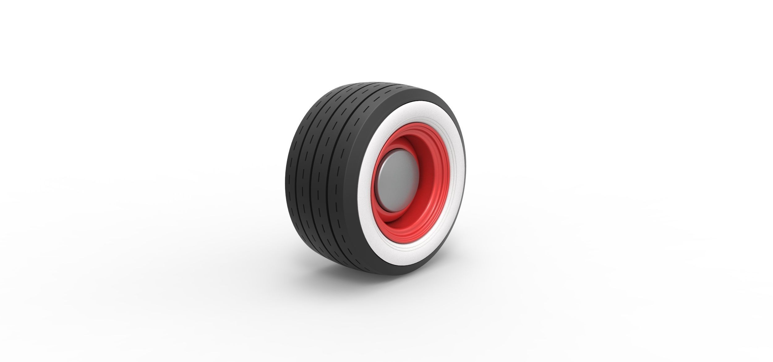 Wide Whitewall Wheel of Hot rod Scale 1 to 25 3D print model_1