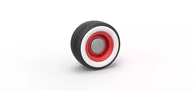 Wide Whitewall Wheel of Hot rod Scale 1 to 25