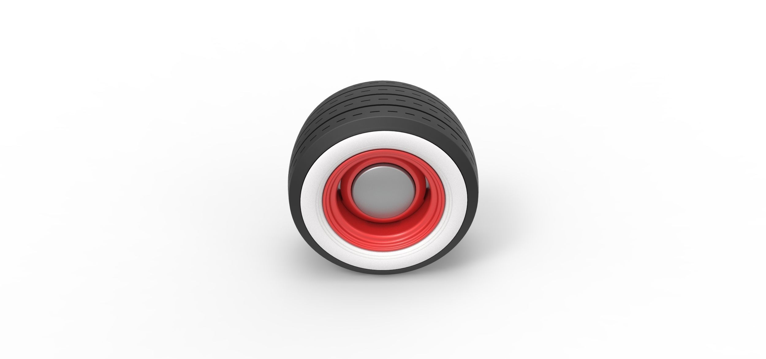 Wide Whitewall Wheel of Hot rod Scale 1 to 25 3D print model_5