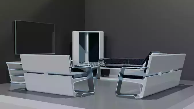 living room furniture packs - sci-fi 1 Free 3D model