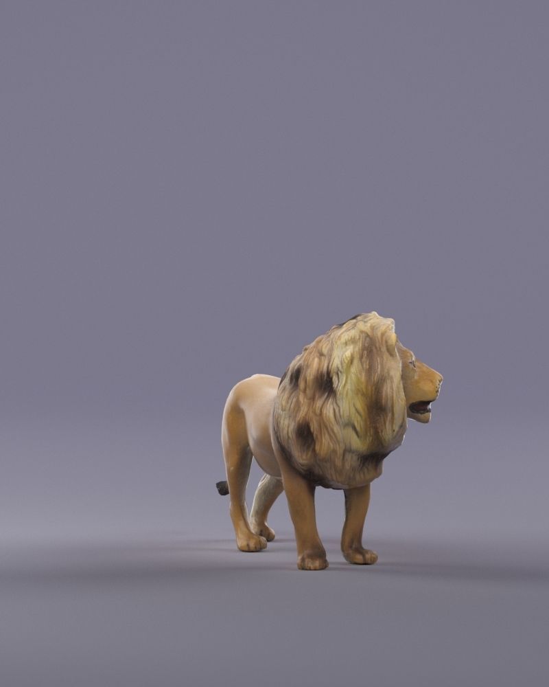 S00054 Lion Sculpture lowpoly Low-poly 3D model_2