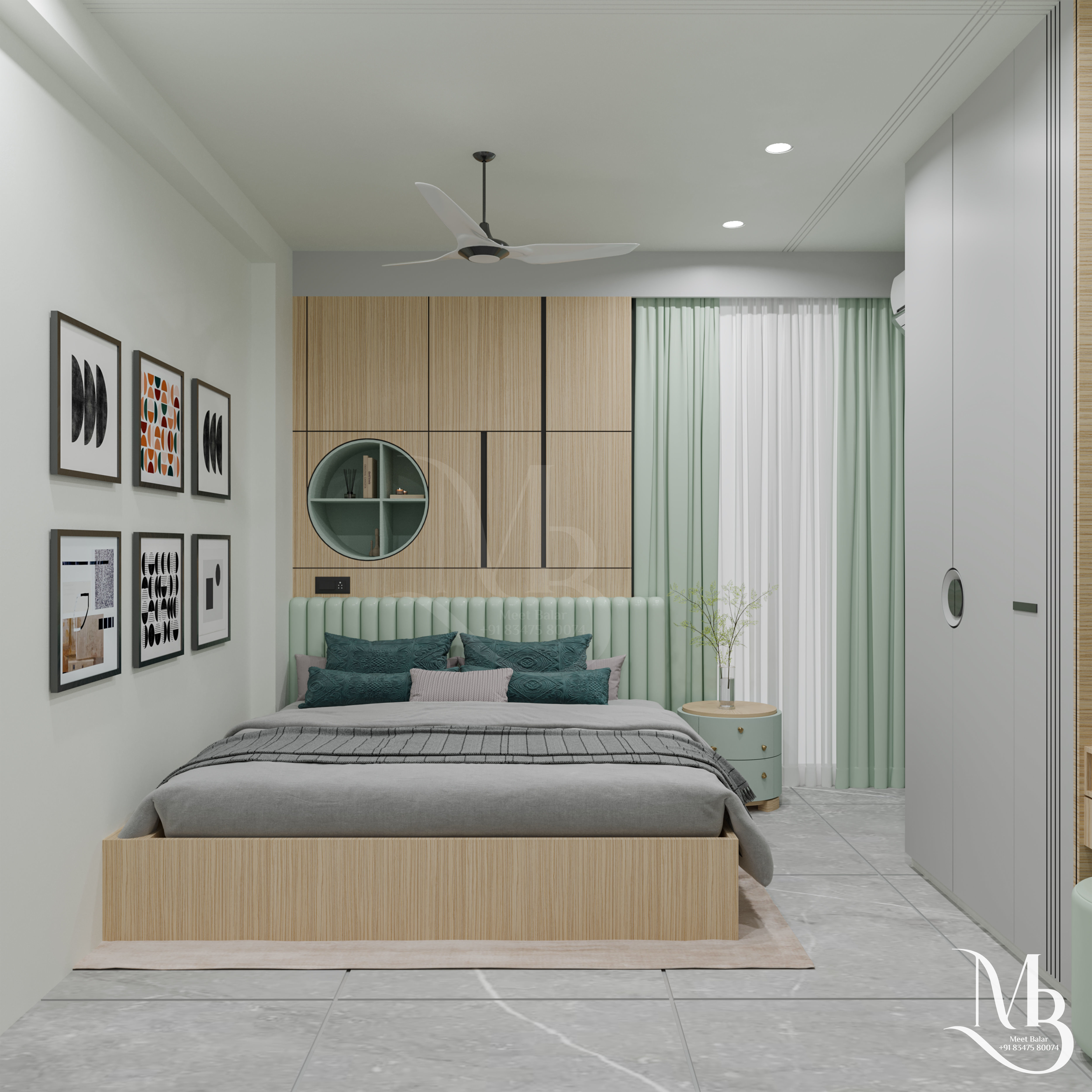 PISTA GREEN INTERIOR BEDROOM FOR MODERN STYLE 3D model animated | CGTrader