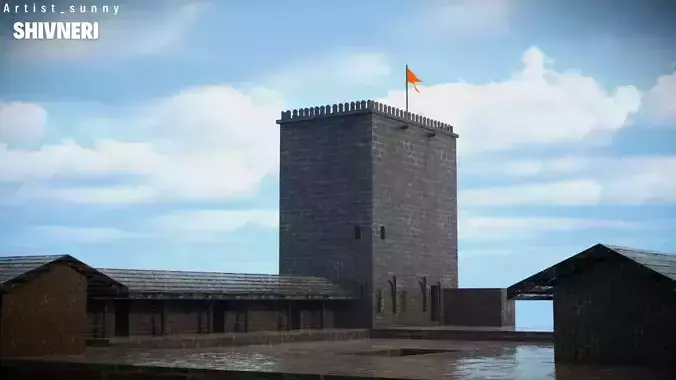 shivneri fort Low-poly 3D model