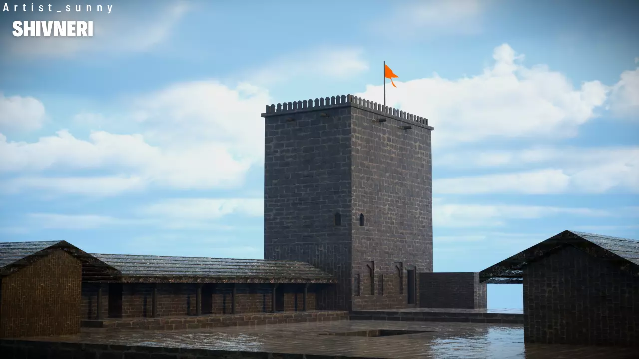 shivneri fort Low-poly 3D model_0
