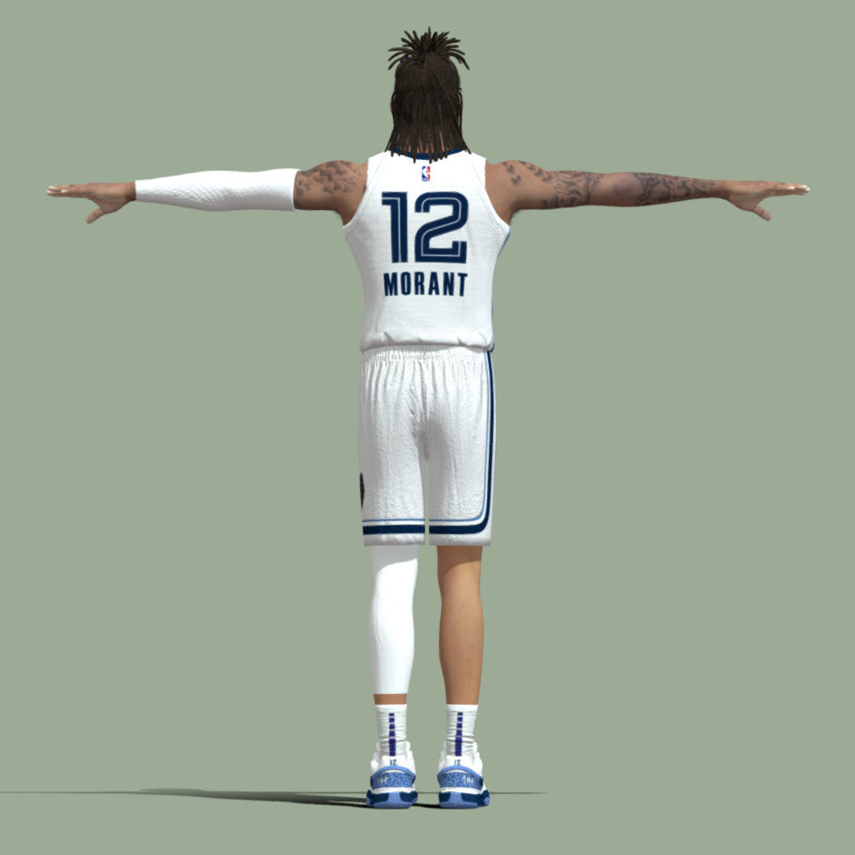 T-Pose rigged Ja Morant Memphis Grizzlies 3D model_3