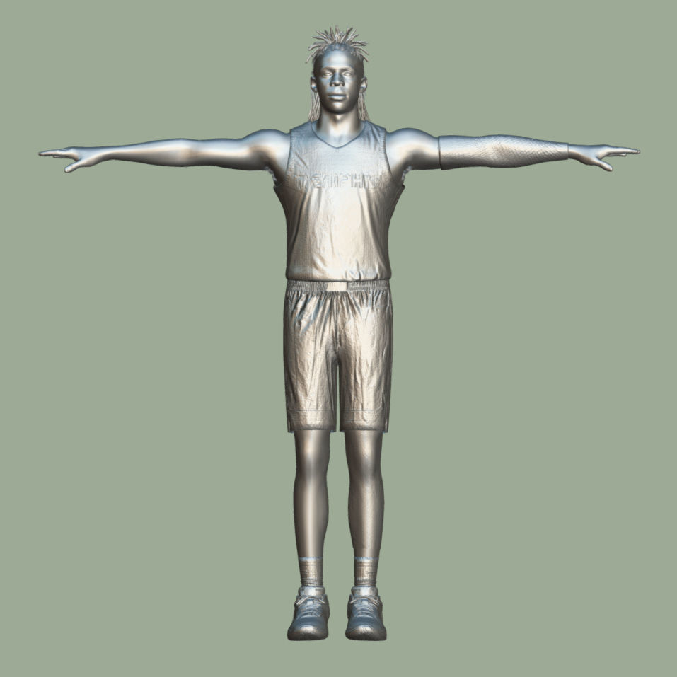 T-Pose rigged Ja Morant Memphis Grizzlies 3D model_4