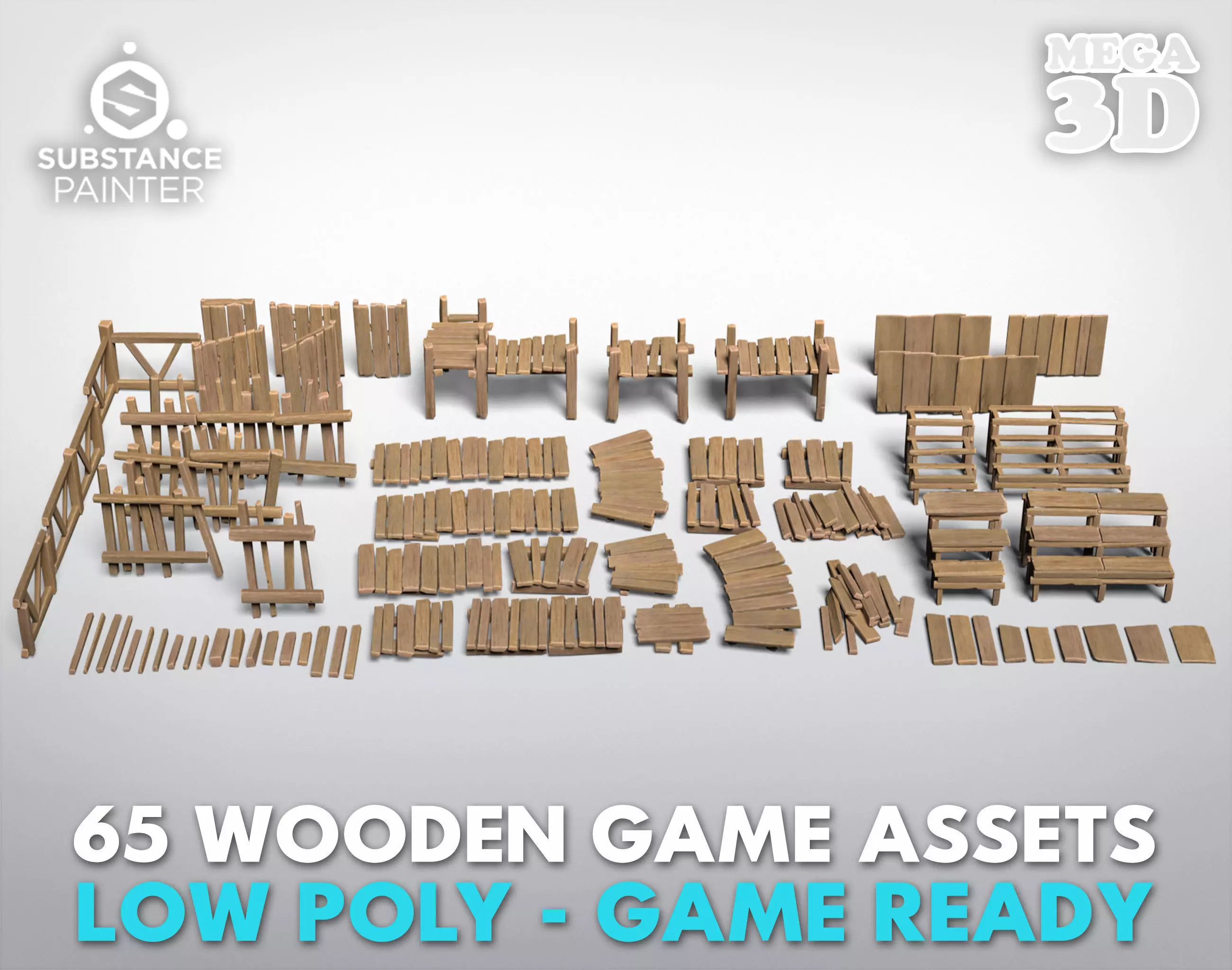 65 Lowpoly Wooden Game Assets - 240225 Low-poly 3D model_0