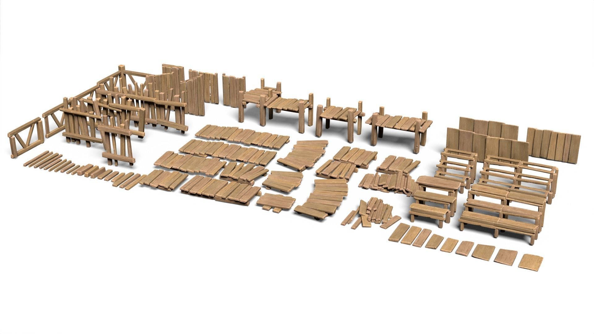 65 Lowpoly Wooden Game Assets - 240225 Low-poly 3D model_3