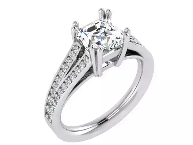 Emerald Cut Split Shank Ring 3041