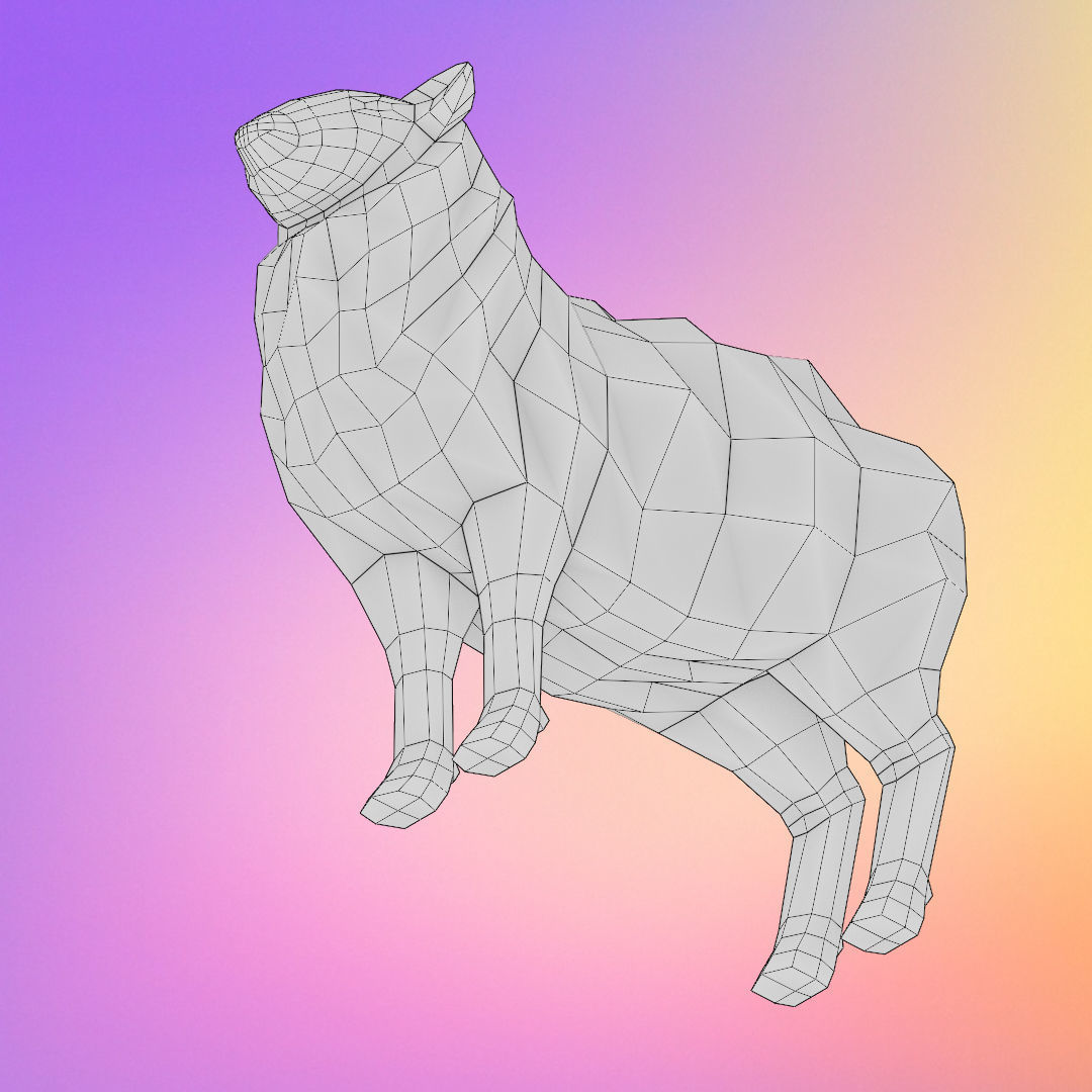 low poly sheep Low-poly 3D model_6