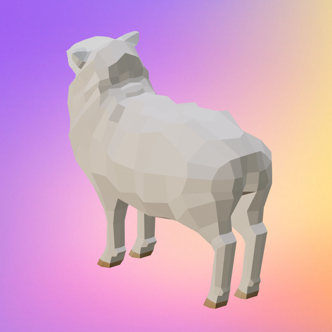 low poly sheep Low-poly 3D model_4
