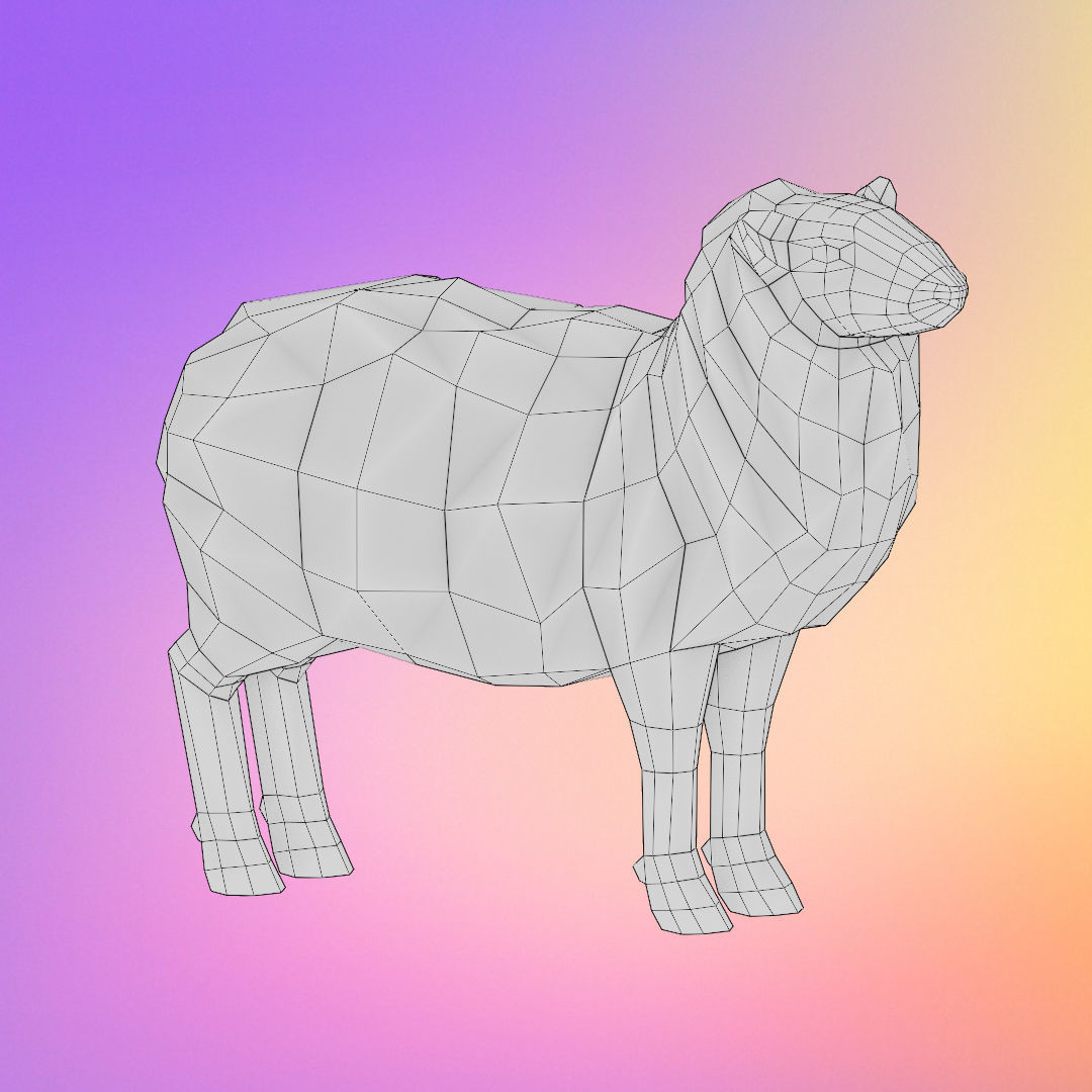 low poly sheep Low-poly 3D model_5