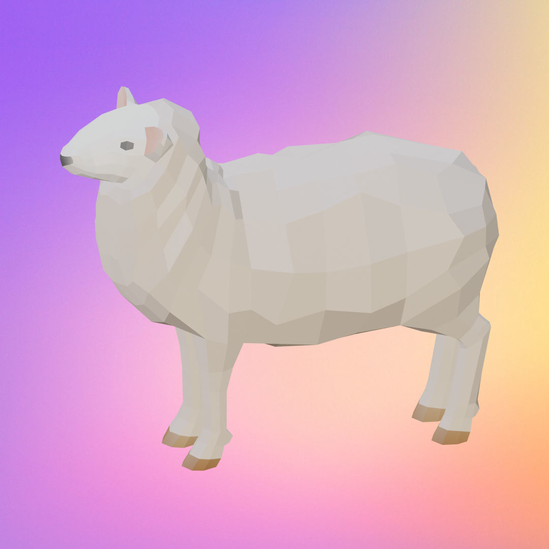 low poly sheep Low-poly 3D model_2