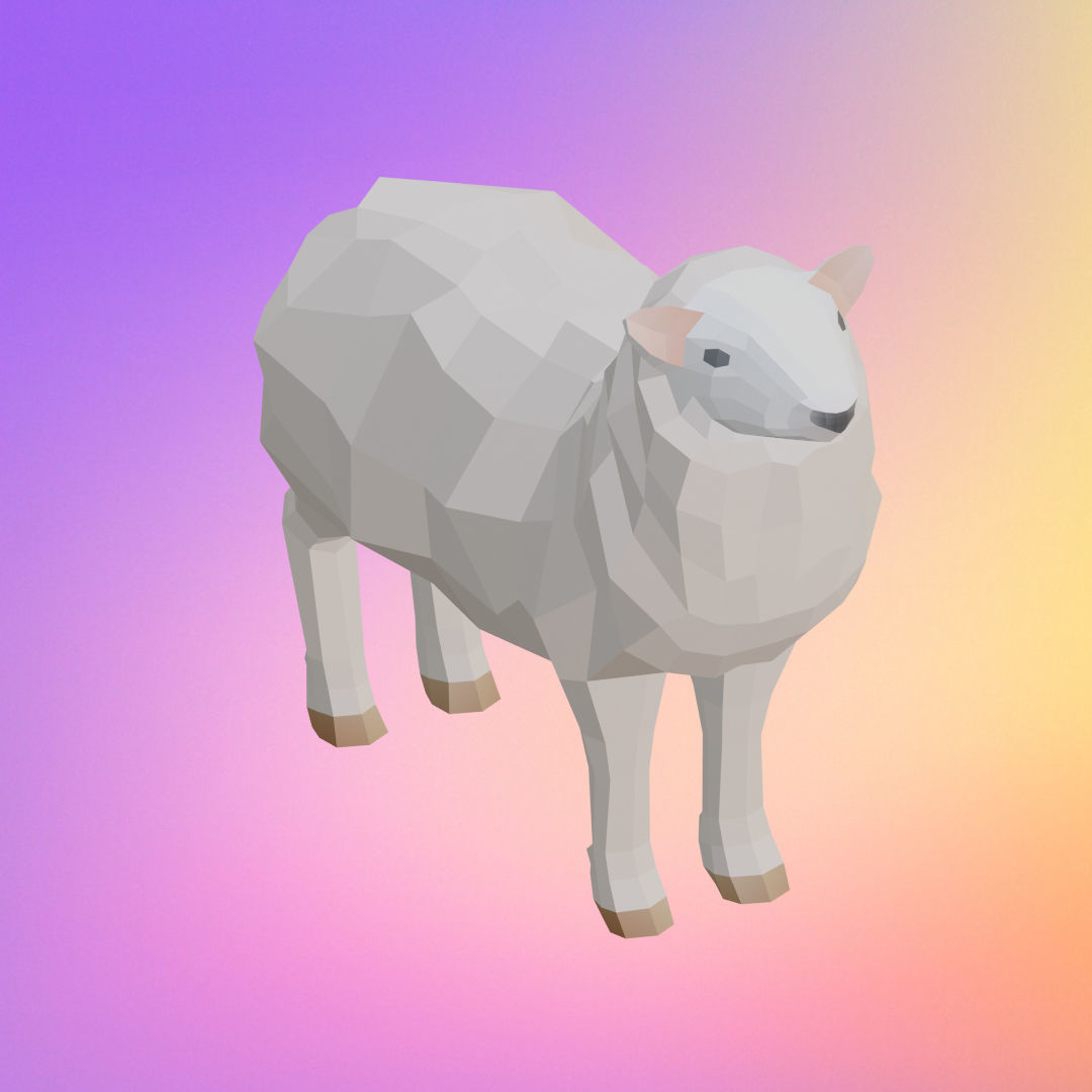 low poly sheep Low-poly 3D model_3