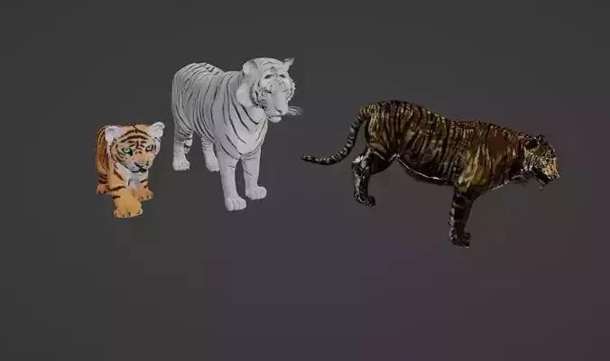 Tigers and lions and cubs 3d models textured and animated Free 3D model