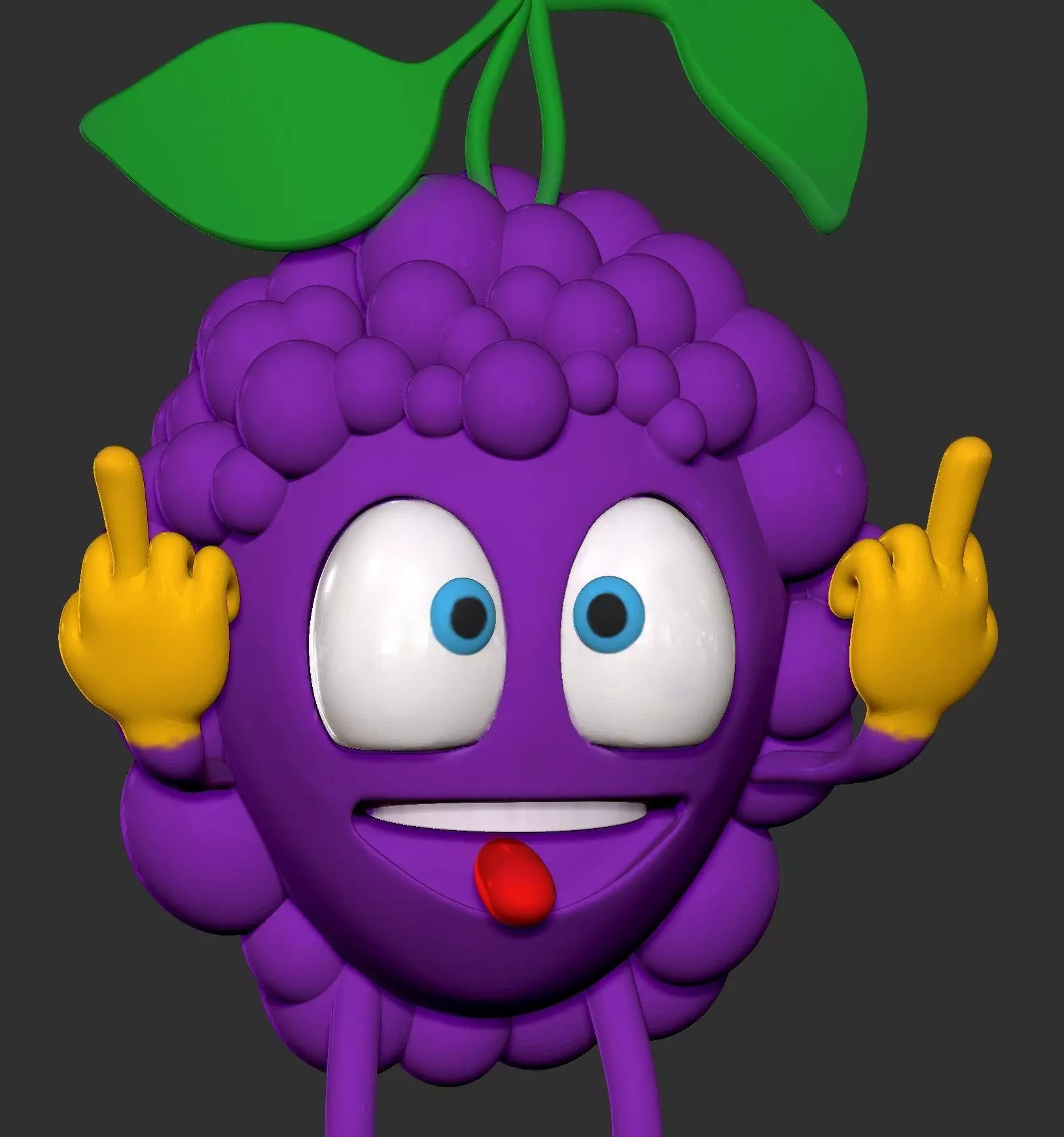 grape with middle finger 3D print model_0