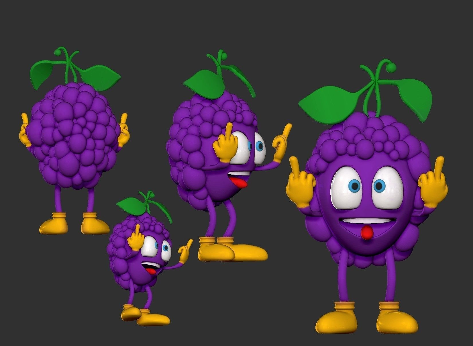 grape with middle finger 3D print model_1