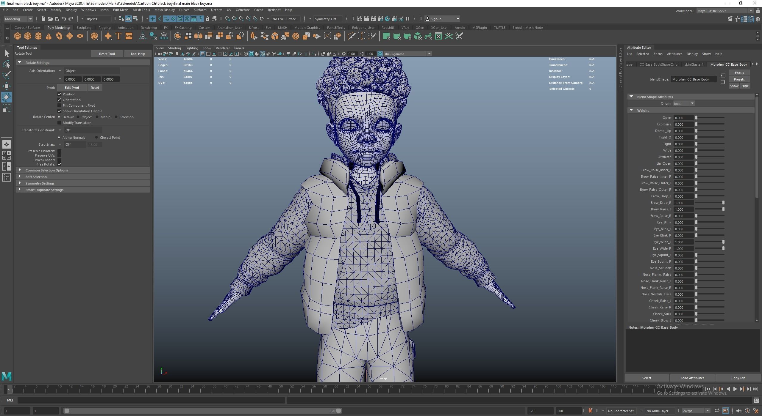 Game Stylized Cartoon Black Boy Low-poly 3D model_13