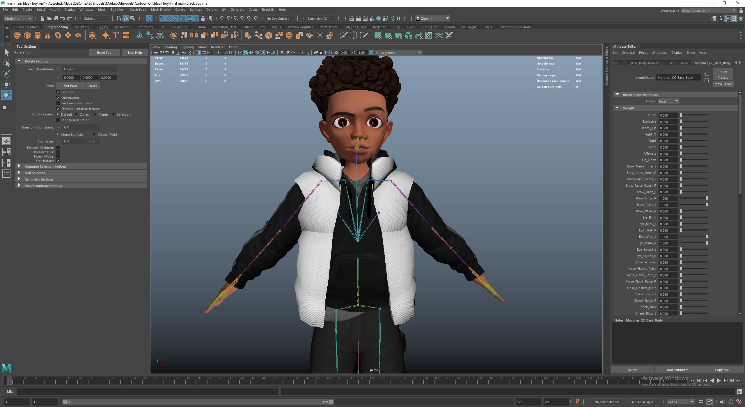 Game Stylized Cartoon Black Boy Low-poly 3D model_15
