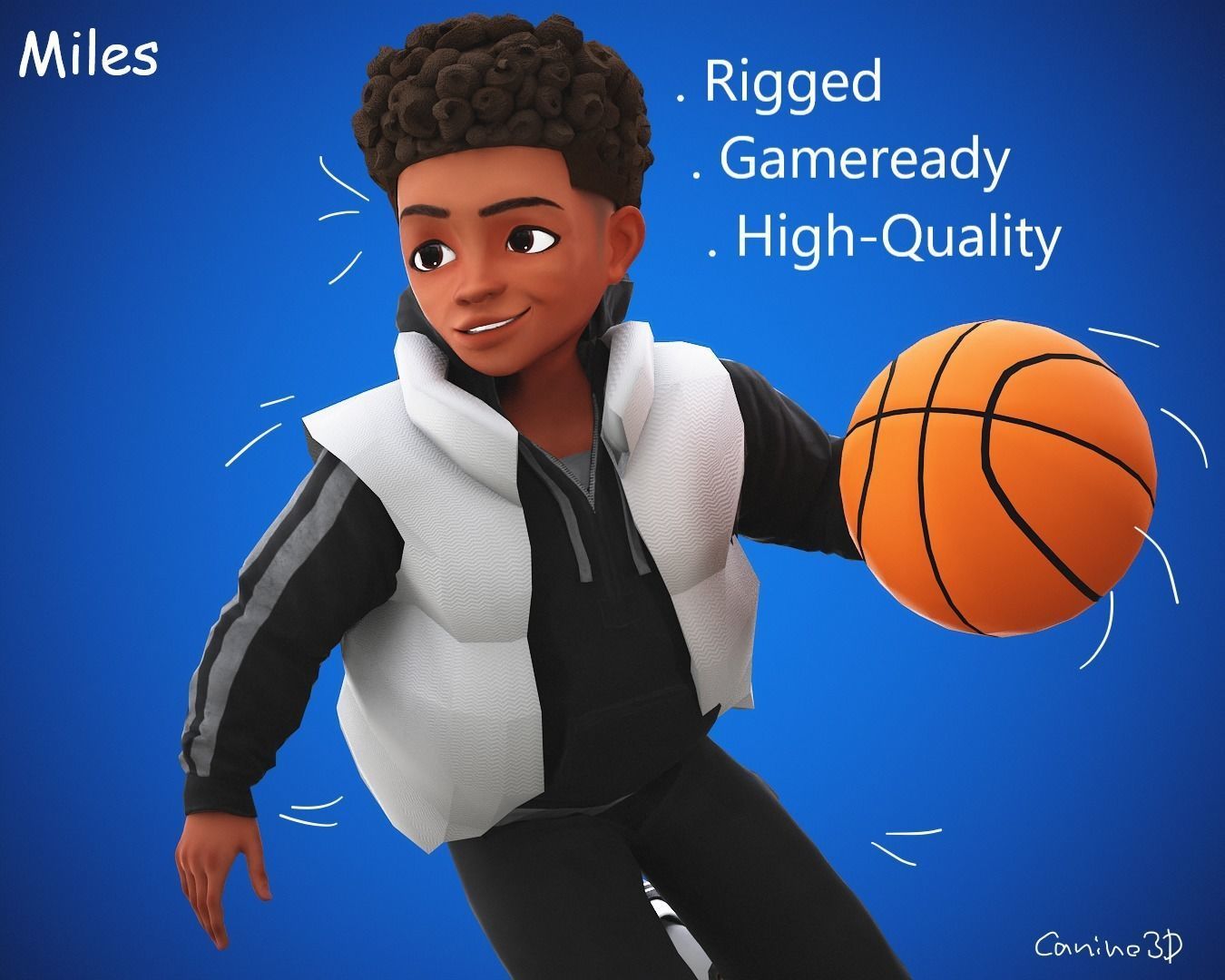 Game Stylized Cartoon Black Boy Low-poly 3D model_2