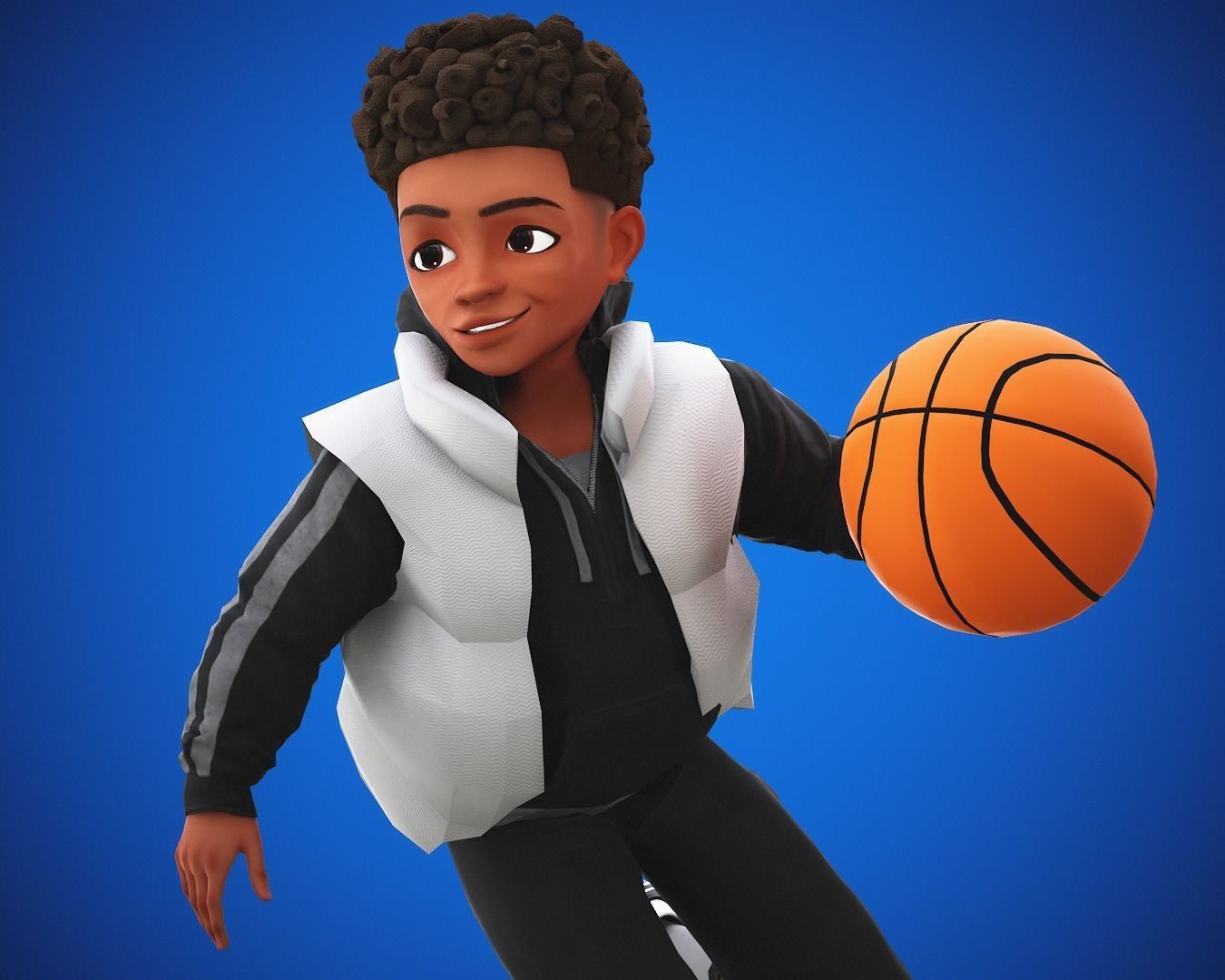 Game Stylized Cartoon Black Boy Low-poly 3D model_22