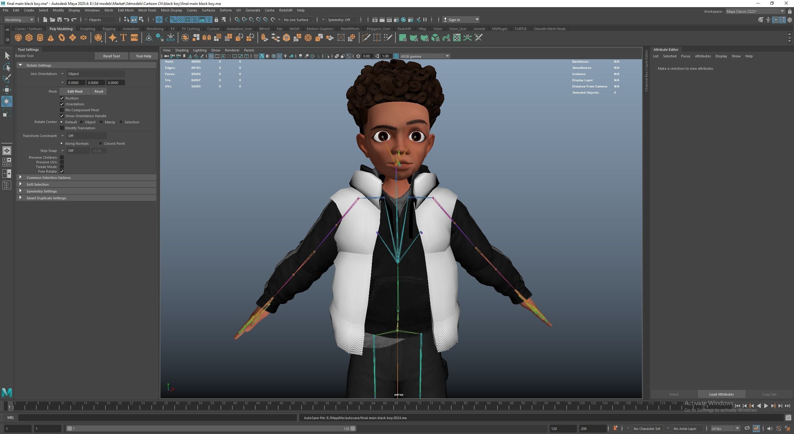 Game Stylized Cartoon Black Boy Low-poly 3D model_14