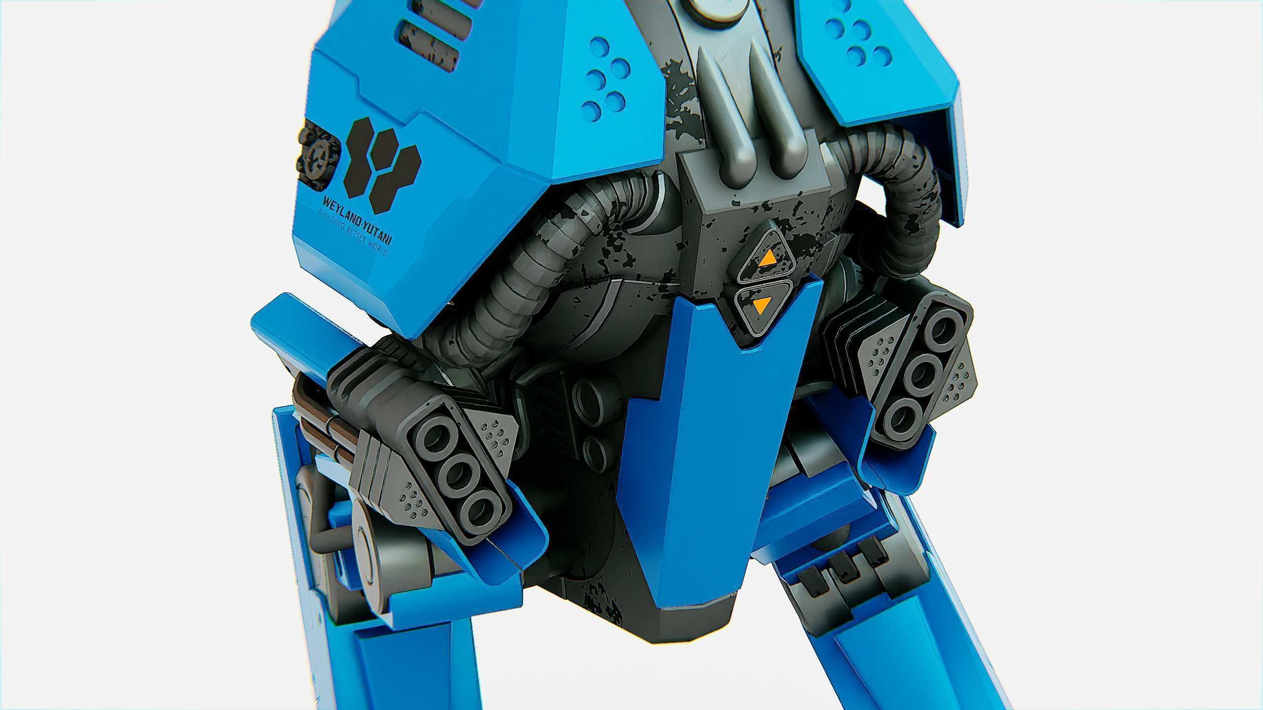 COMBAT DROID  FOVOS X Rigged for Unreal Engine - Unity - MIXAMO 3D model_18