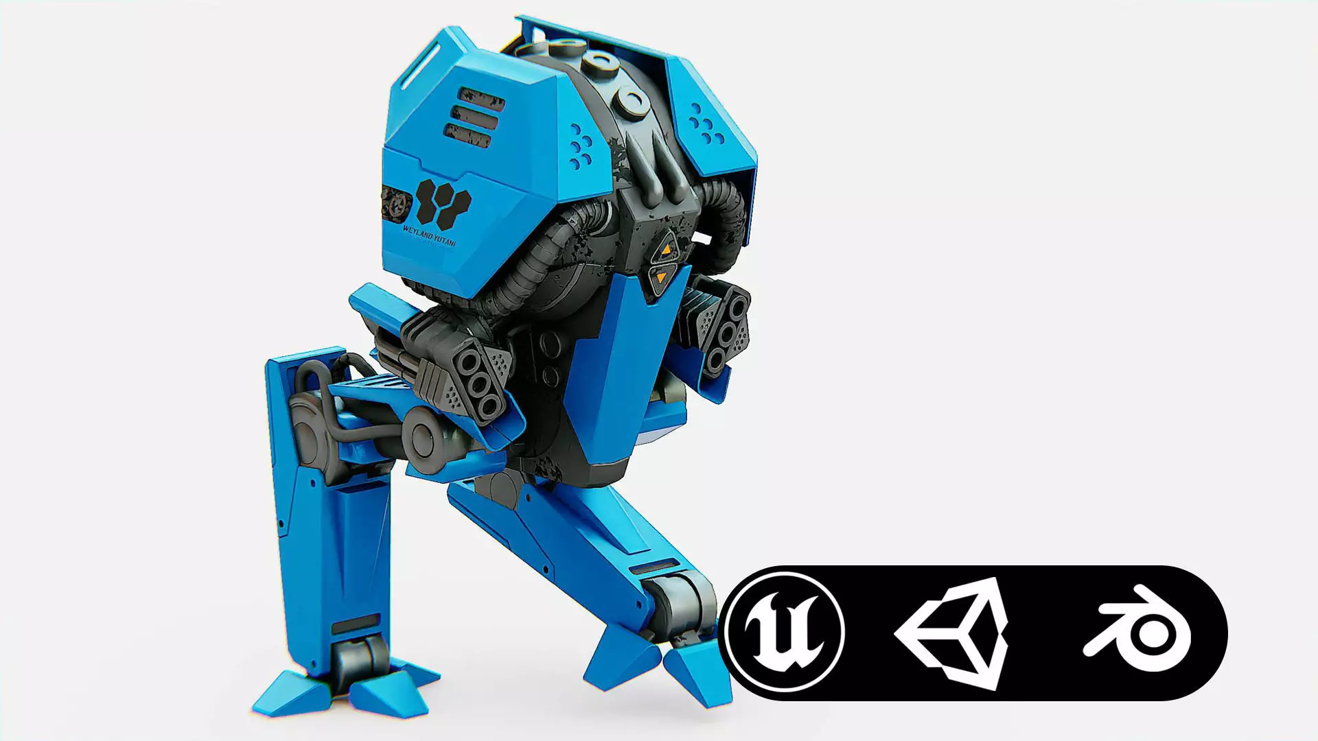 COMBAT DROID  FOVOS X Rigged for Unreal Engine - Unity - MIXAMO 3D model_0